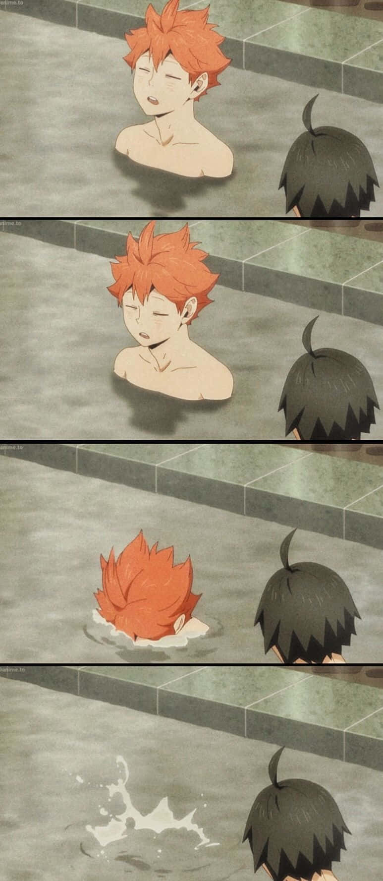 Haikyuu Fan Art, spiky orange hair, tiled pool, HD Phone Wallpaper