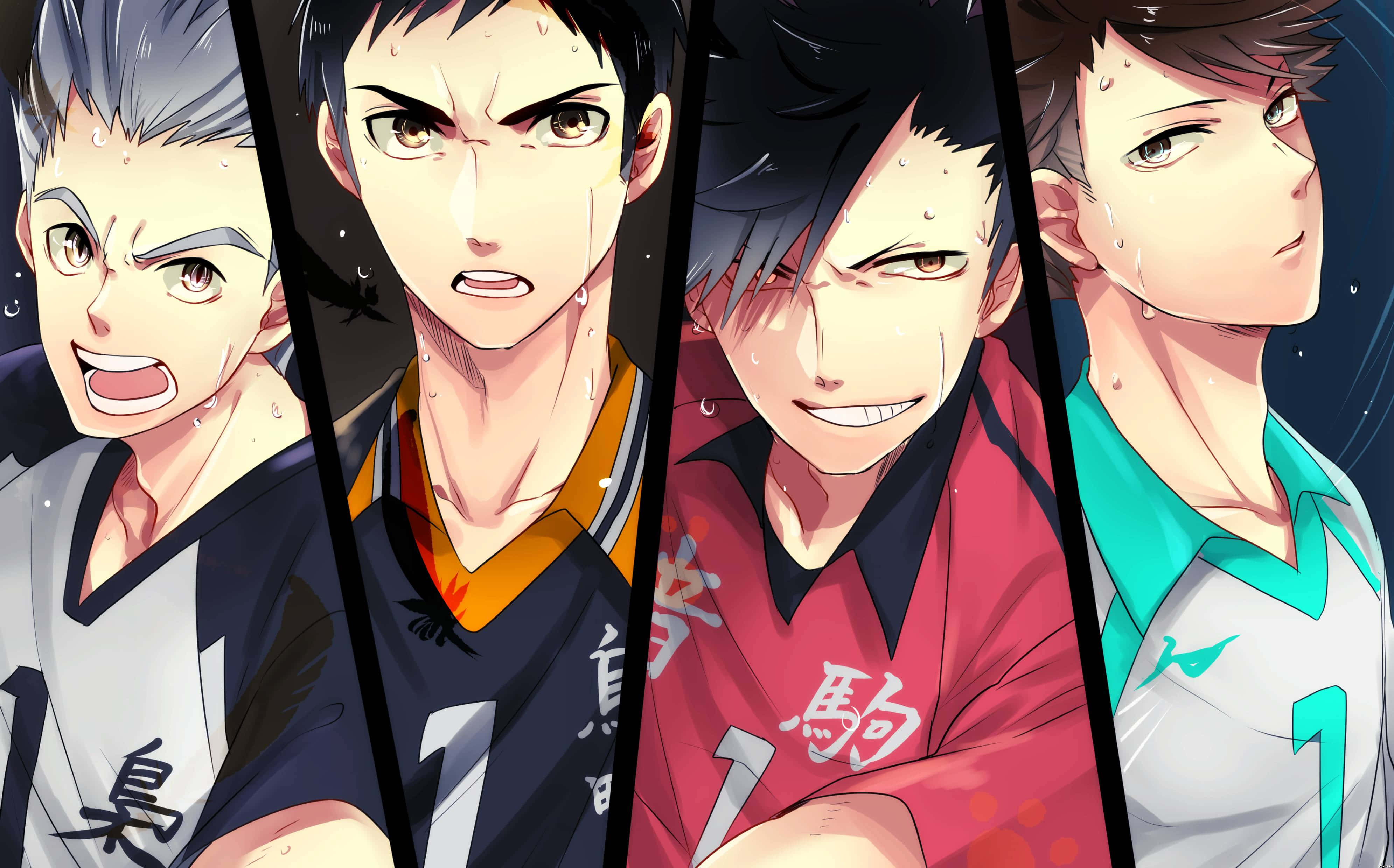 Haikyuu, anime volleyball players, team jerseys, 4K Desktop Wallpaper