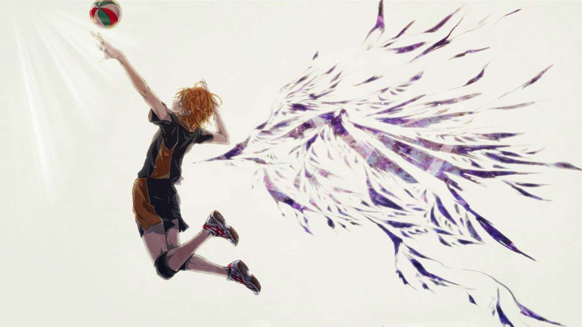 Haikyuu, anime volleyball player, purple wing-like energy, Full HD Desktop Wallpaper