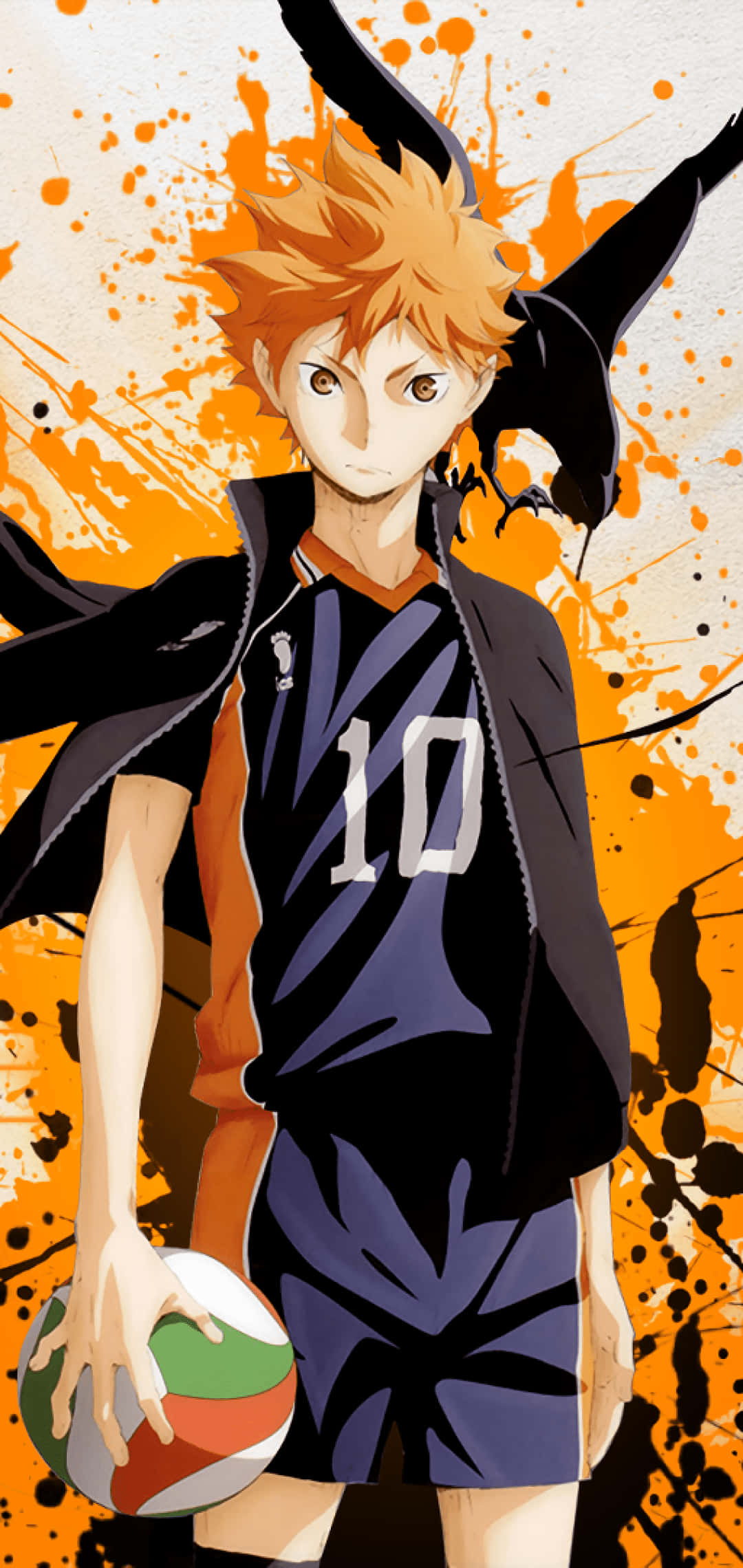 Haikyuu, spiky orange hair, number 10 jersey, Full HD Phone Wallpaper