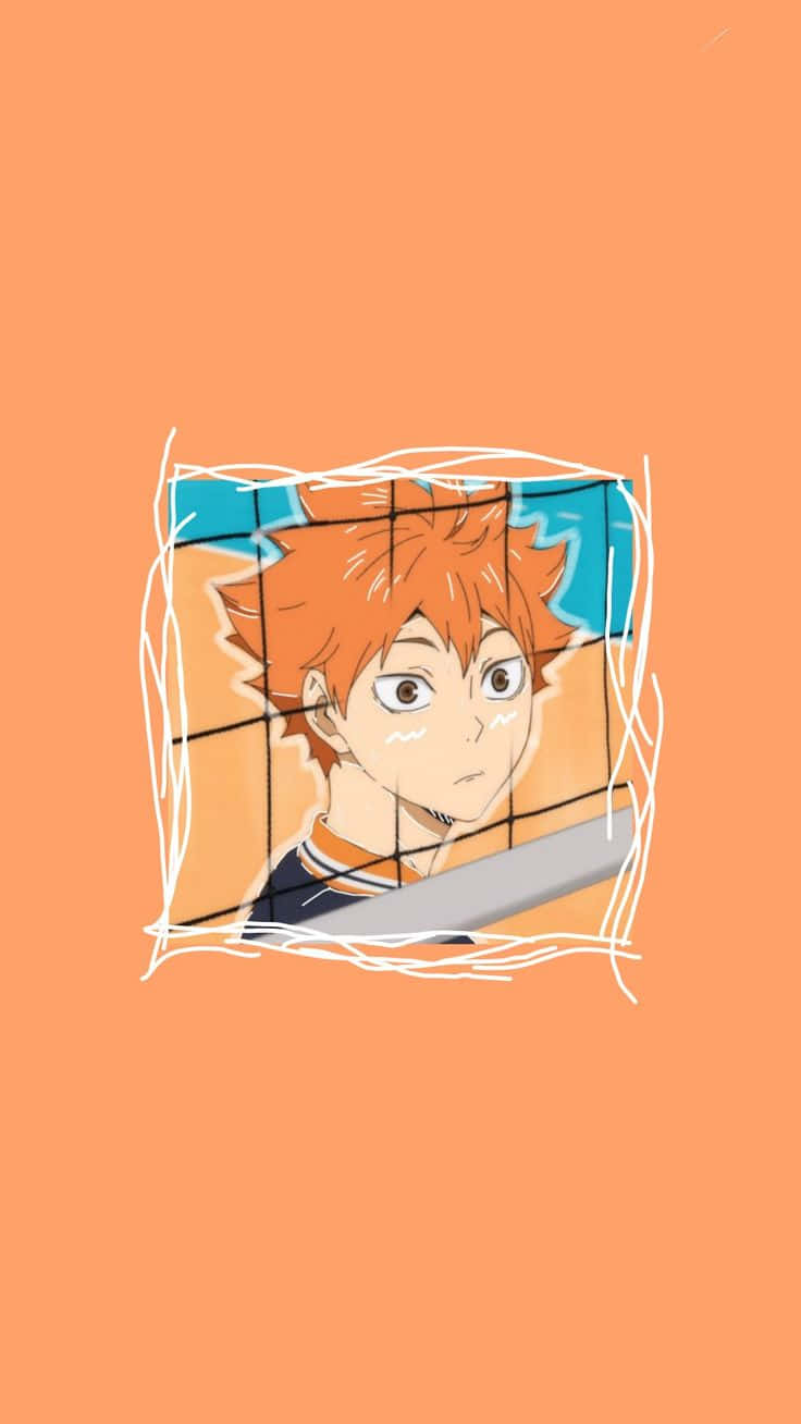 Haikyuu iPhone, spiky orange hair, volleyball net, HD Phone Wallpaper