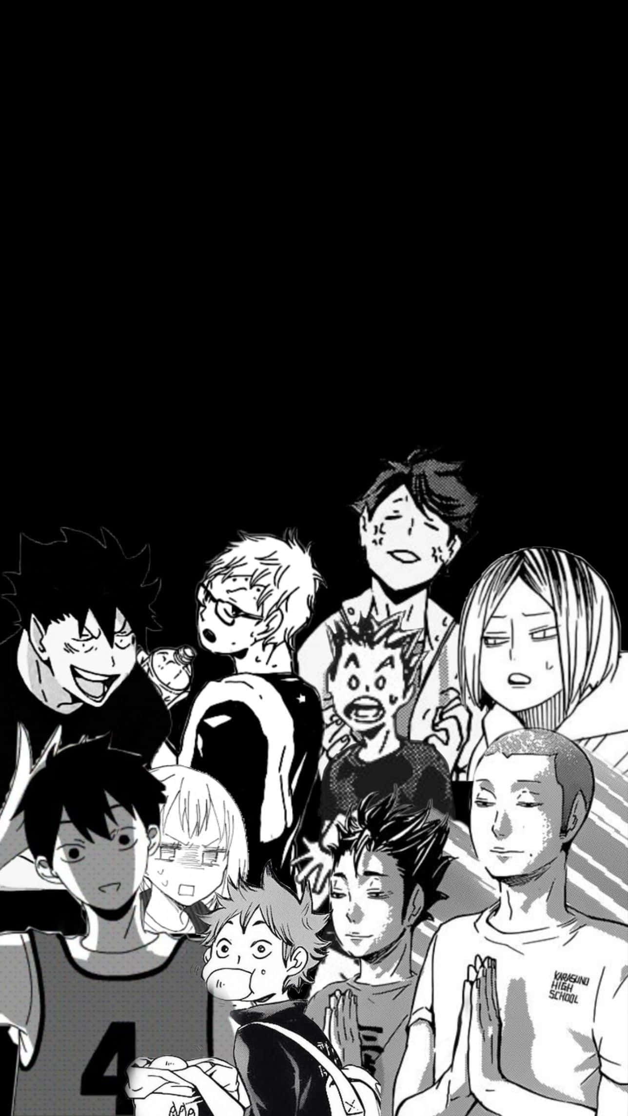 Haikyuu, iPhone, black and white manga panel, Full HD Phone Wallpaper