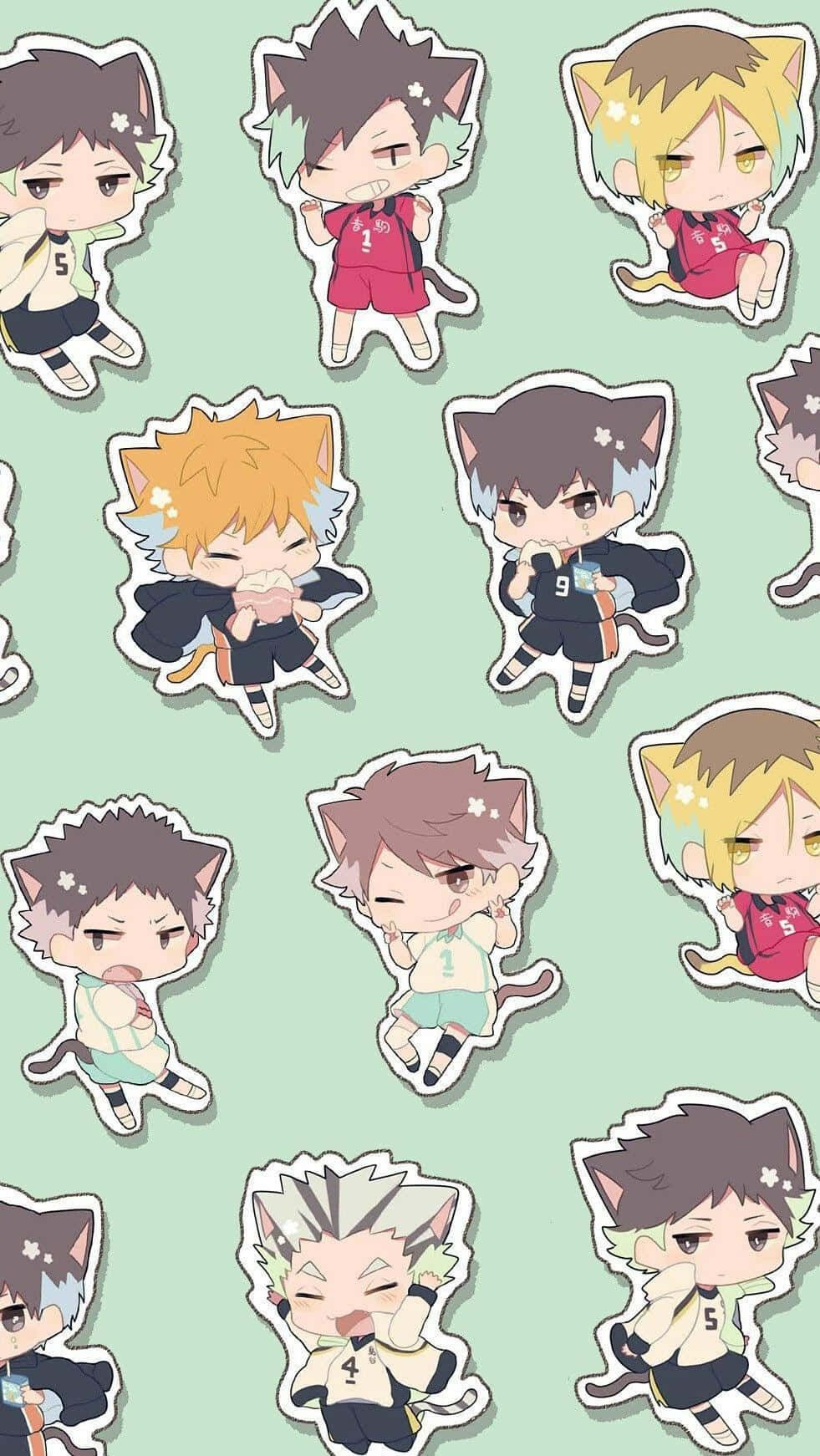 Haikyuu, iPhone, chibi anime characters, HD Phone Wallpaper
