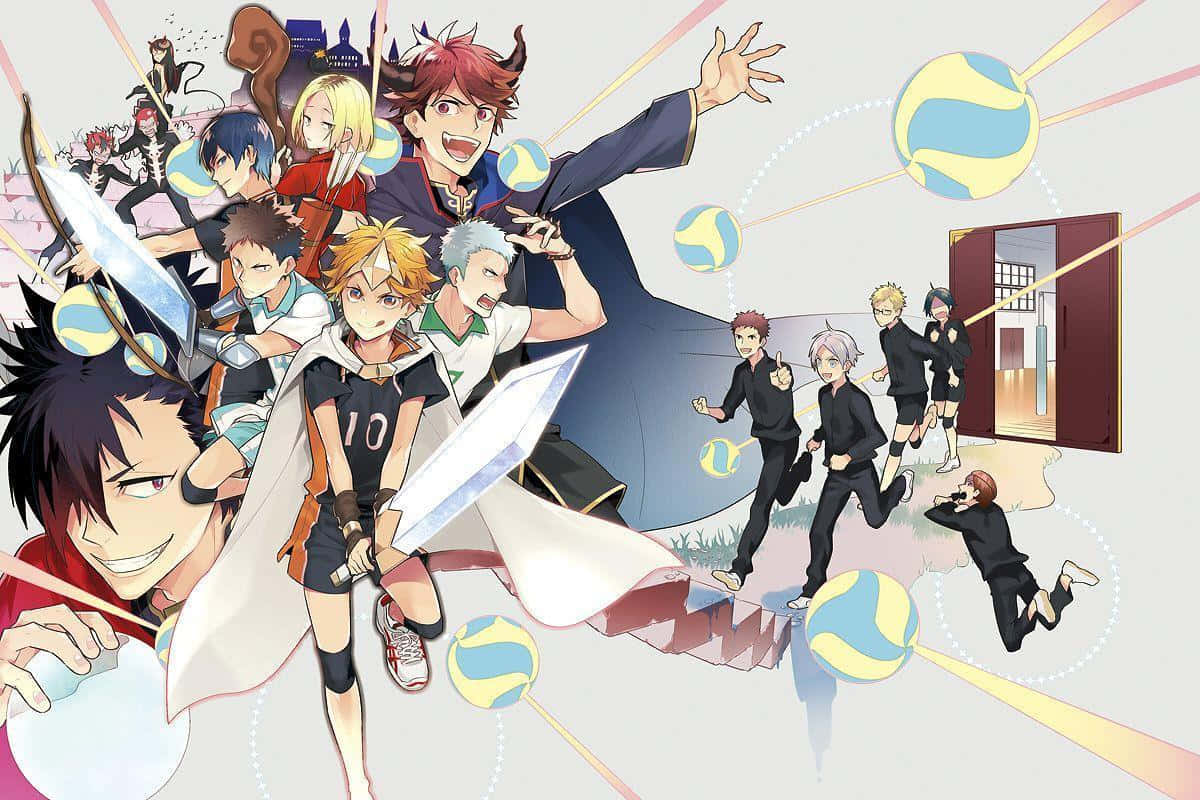 Haikyuu, anime characters, volleyball, SD Desktop Wallpaper