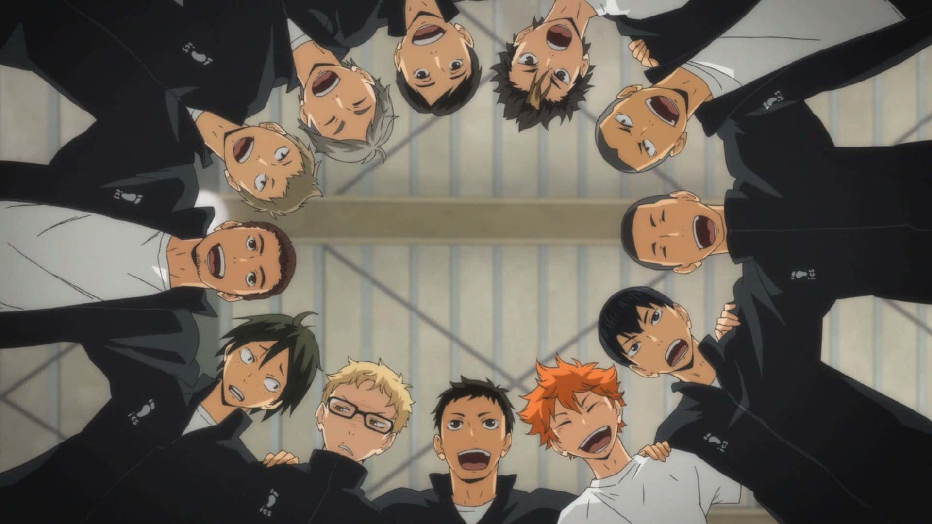 Haikyuu Laptop, anime volleyball players, black uniforms, Full HD Desktop Wallpaper