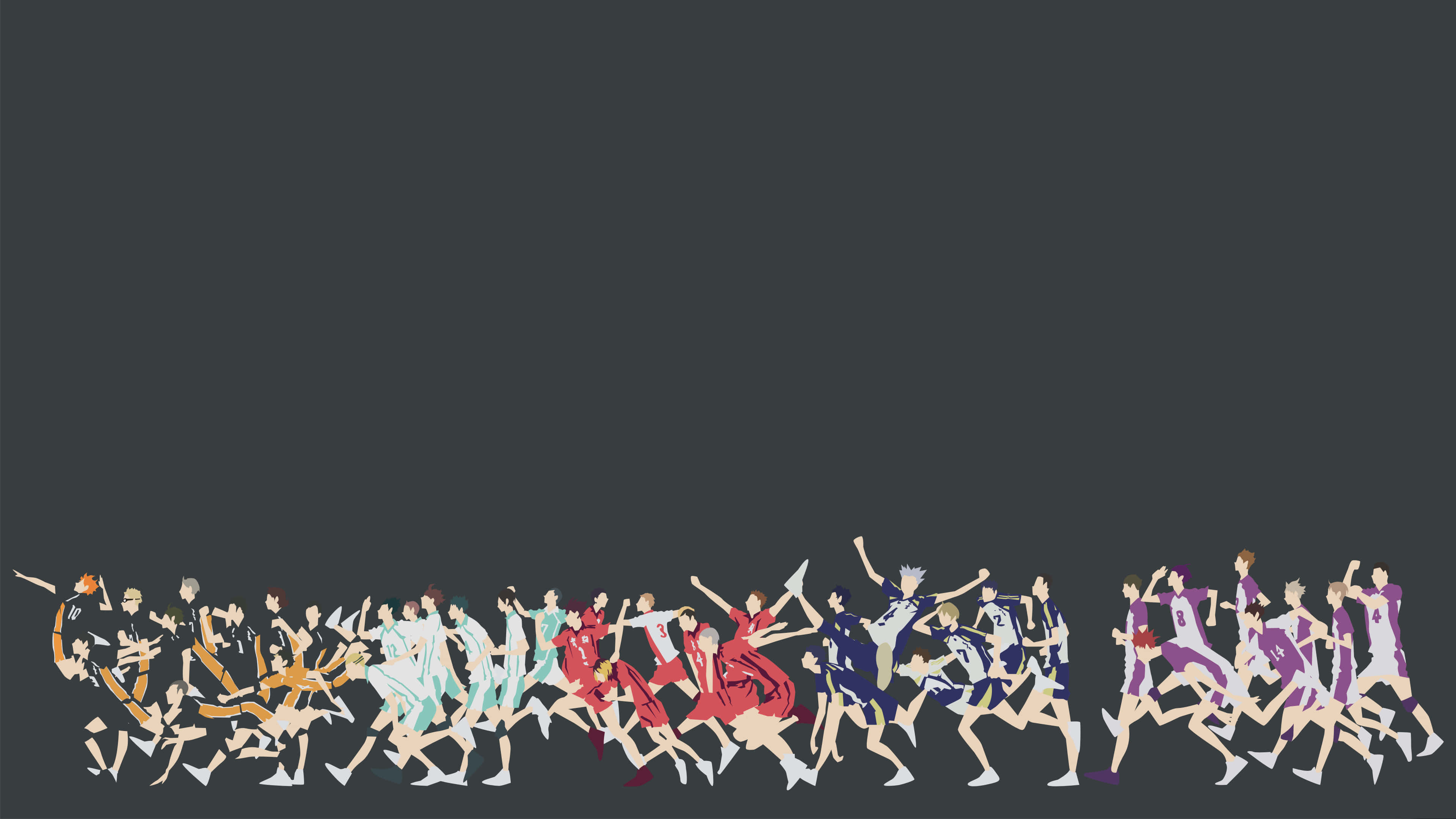 Haikyuu, anime characters, colorful uniforms, 4K Desktop Wallpaper