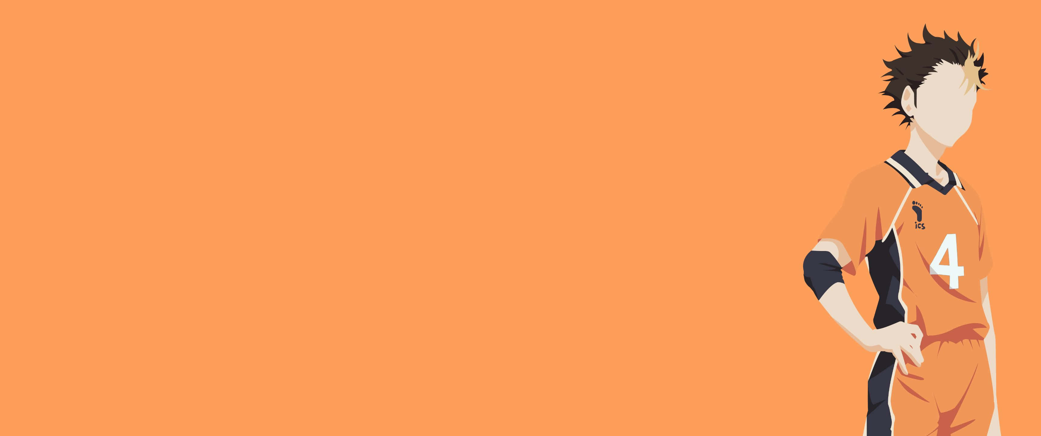 Haikyuu Laptop, orange jersey, number four, 2K Desktop Wallpaper