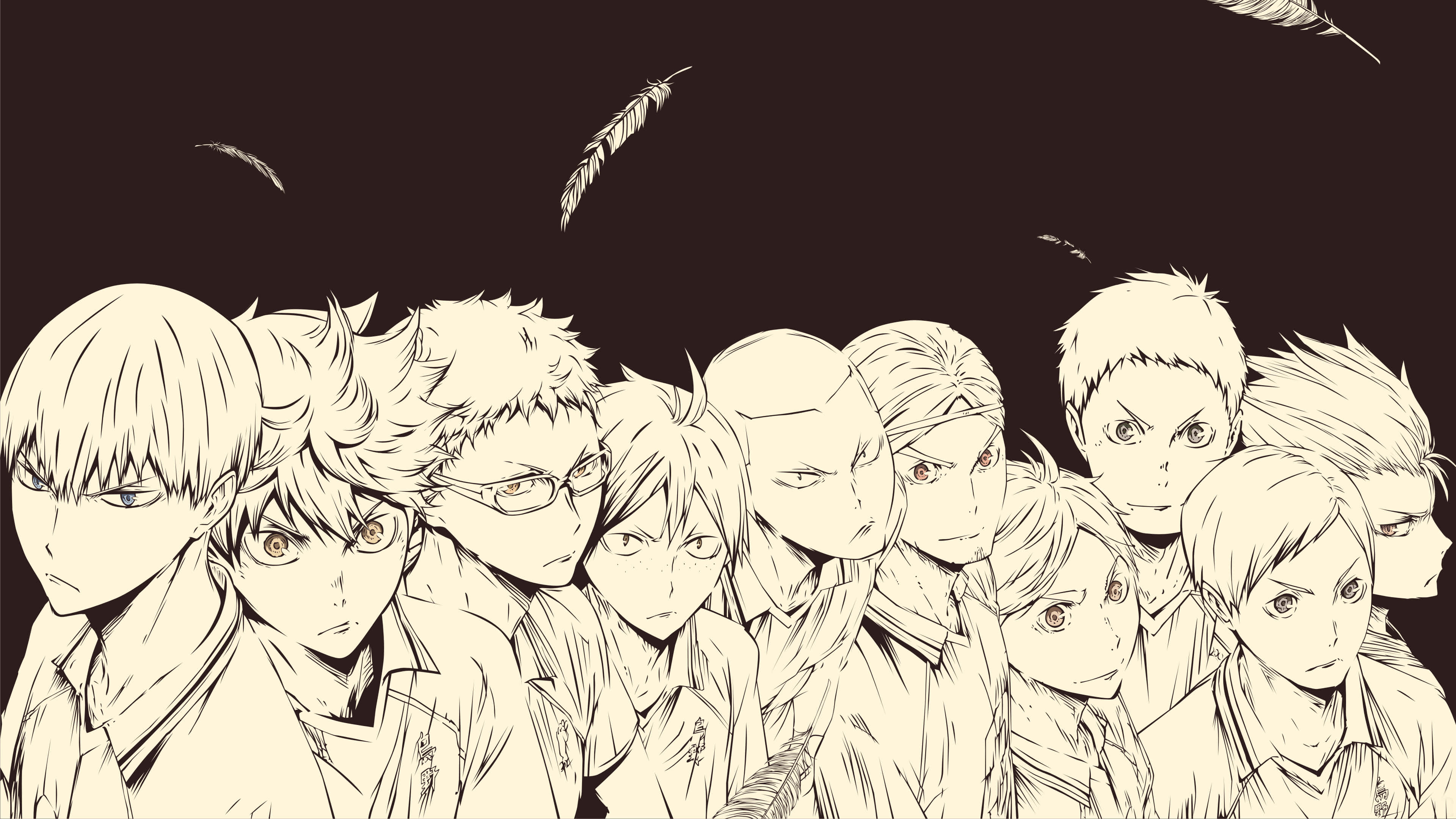 Haikyuu, anime characters, floating feathers, 4K Desktop Wallpaper