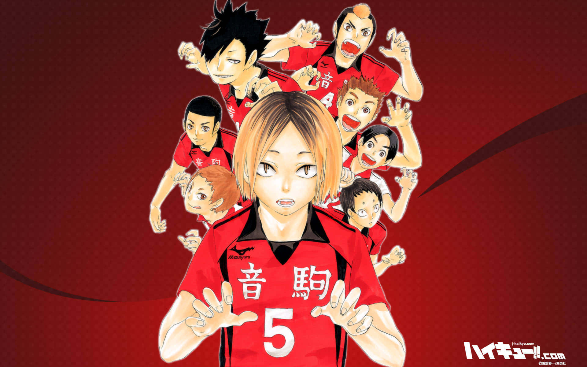 Haikyuu, Nekoma, red uniforms, Full HD Desktop Wallpaper