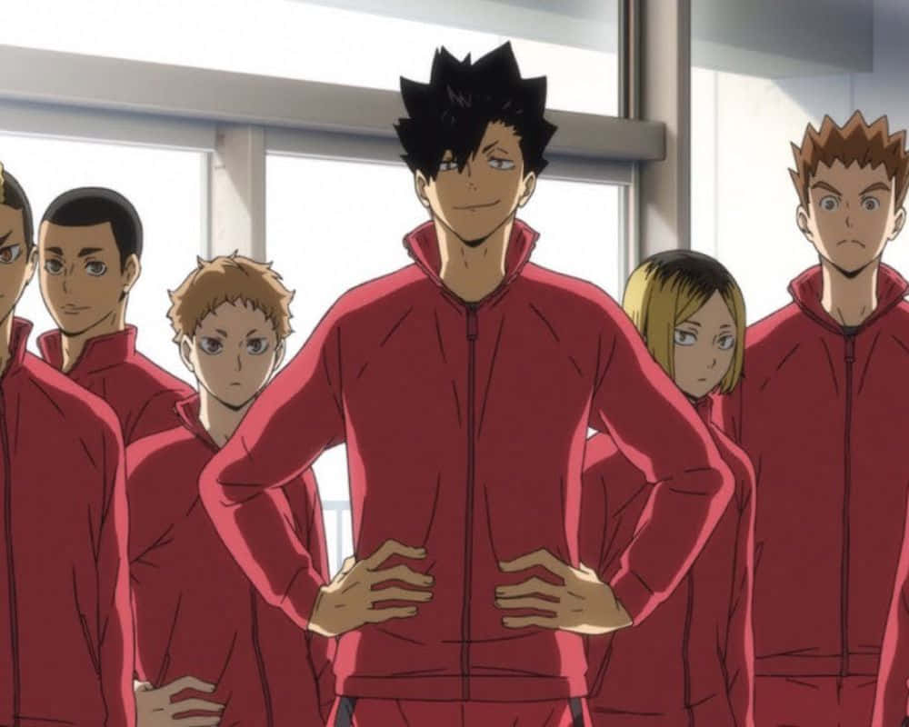 Haikyuu, Nekoma, red tracksuit, SD Desktop Wallpaper