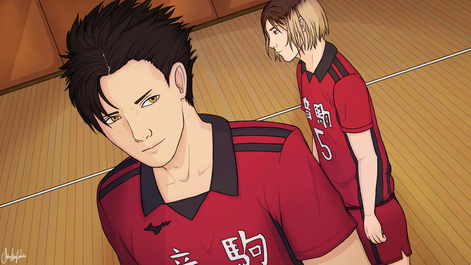 Haikyuu, Nekoma, red jerseys, HD Desktop Wallpaper