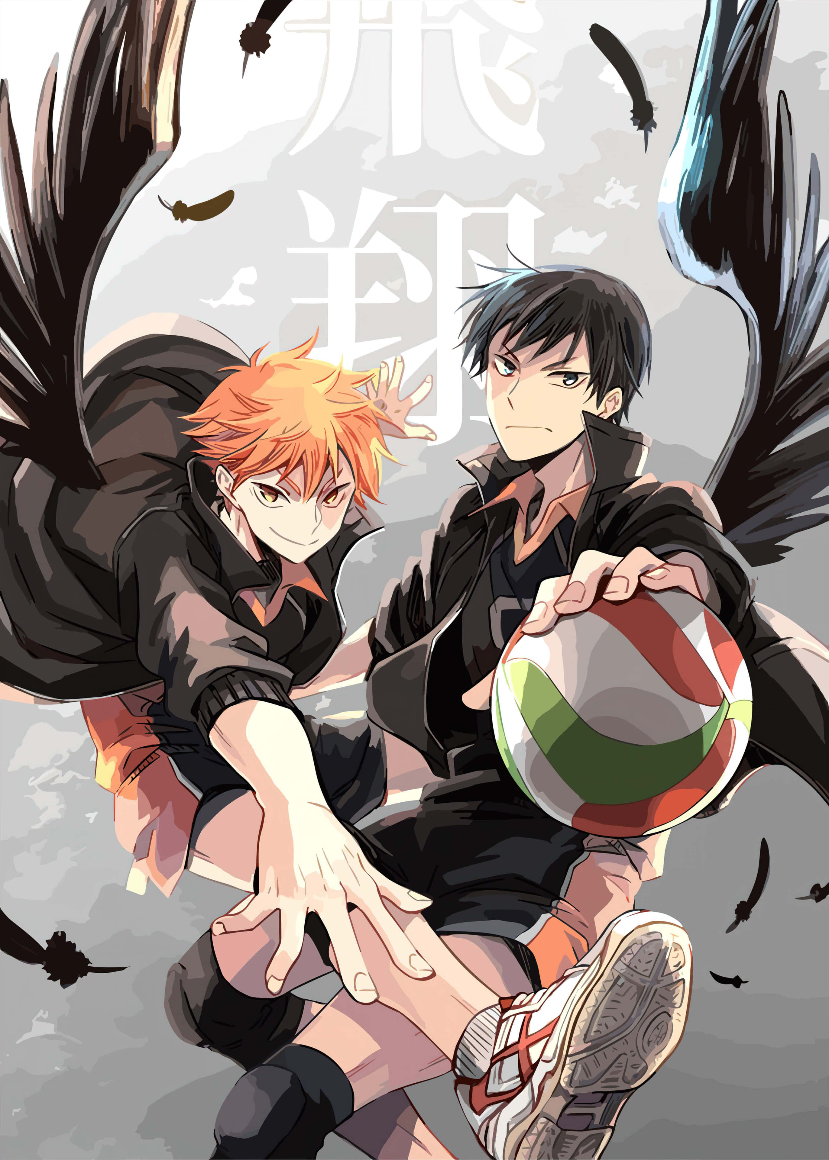 Haikyuu, Duo Wingsand, volleyball, 4K Phone Wallpaper