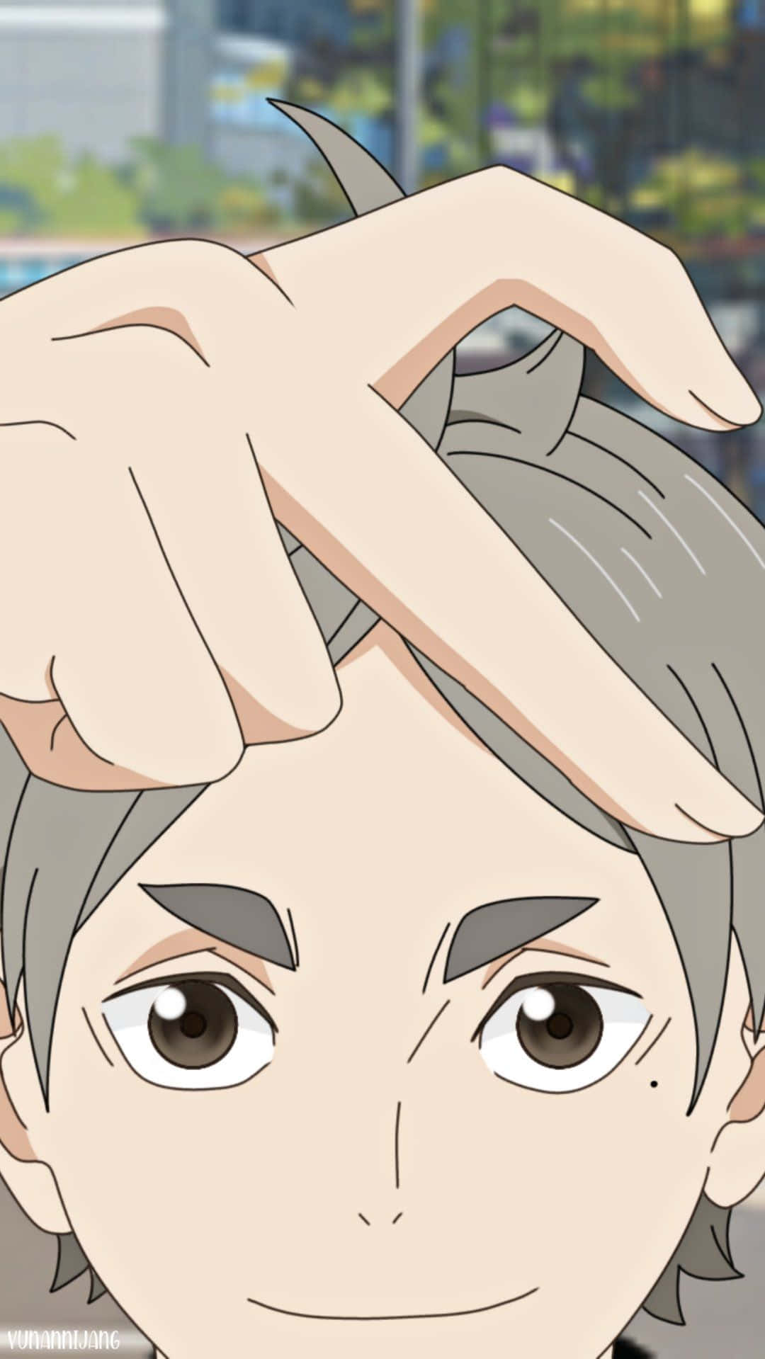 Haikyuu, anime boy, gray hair, HD Phone Wallpaper
