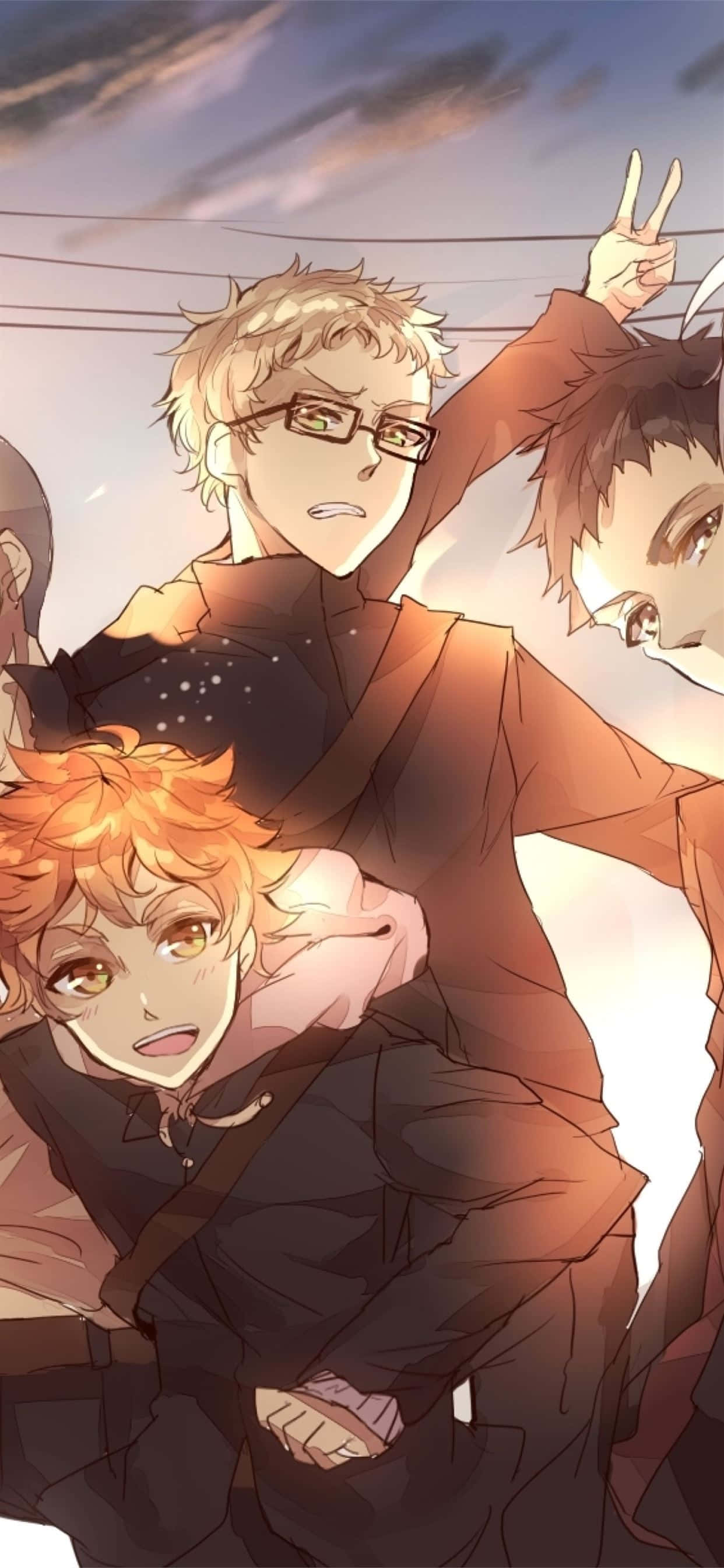 Haikyuu Characters, sunset glow, twilight sky, 2K Phone Wallpaper