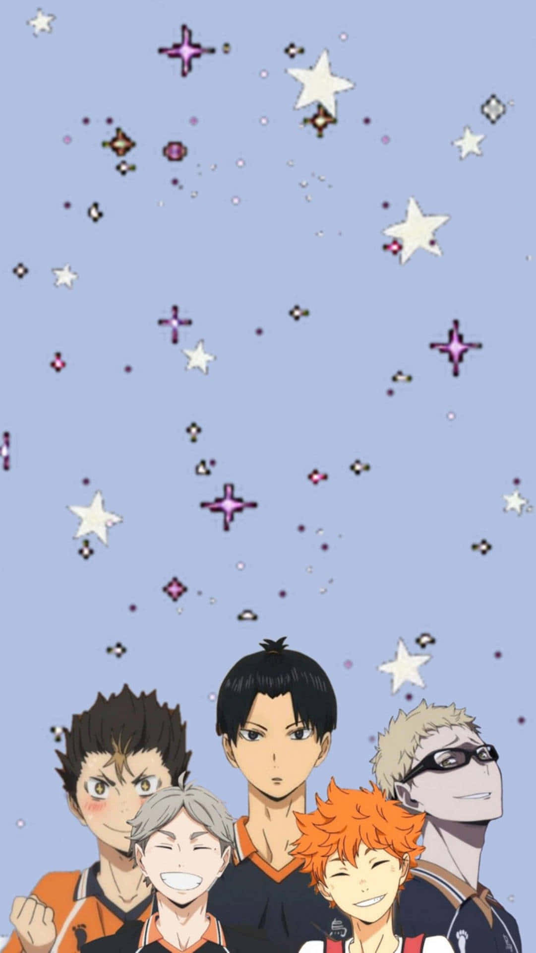Haikyuu Characters, starry background, light blue sky, Full HD Phone Wallpaper