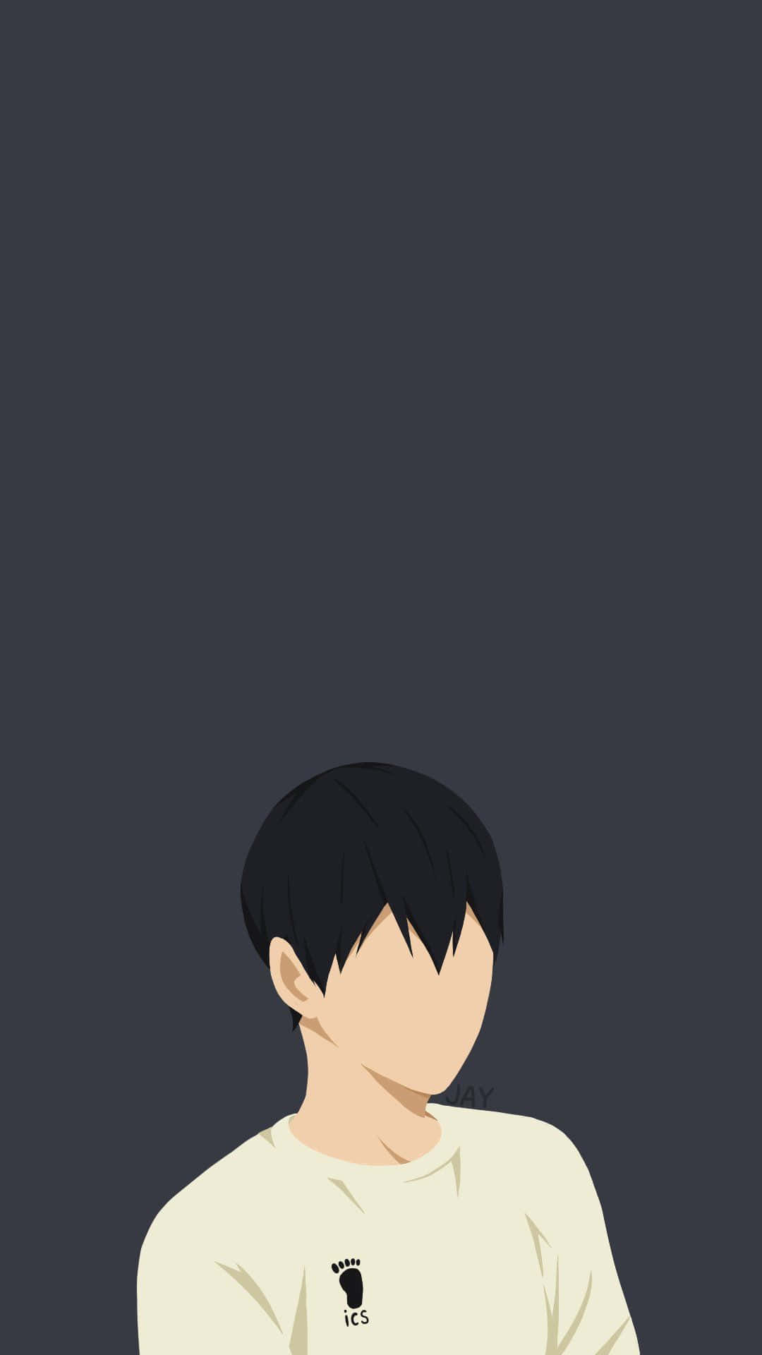 Haikyuu, minimalist anime-style portrait, black hair, Full HD Phone Wallpaper