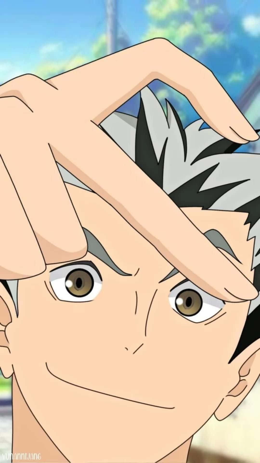 Haikyuu, spiky gray hair, brown eyes, Full HD Phone Wallpaper