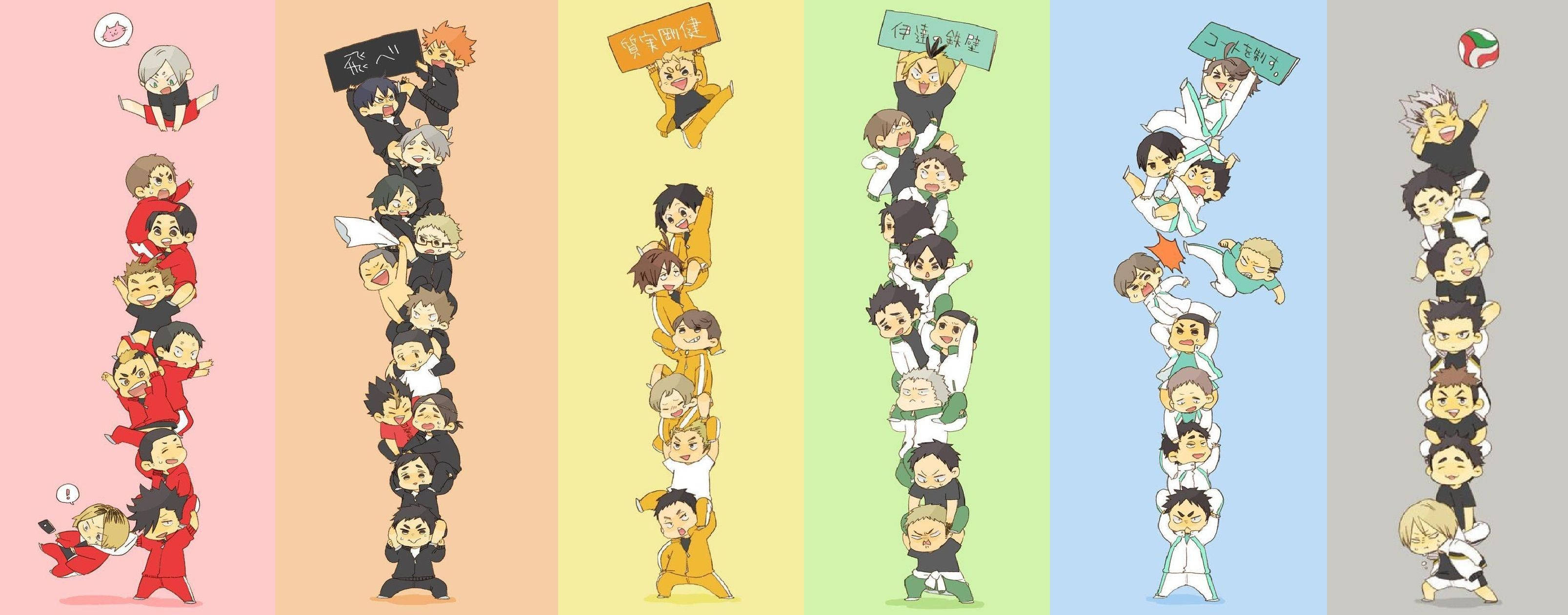 Haikyuu Team, chibi, anime characters, 2K Desktop Wallpaper