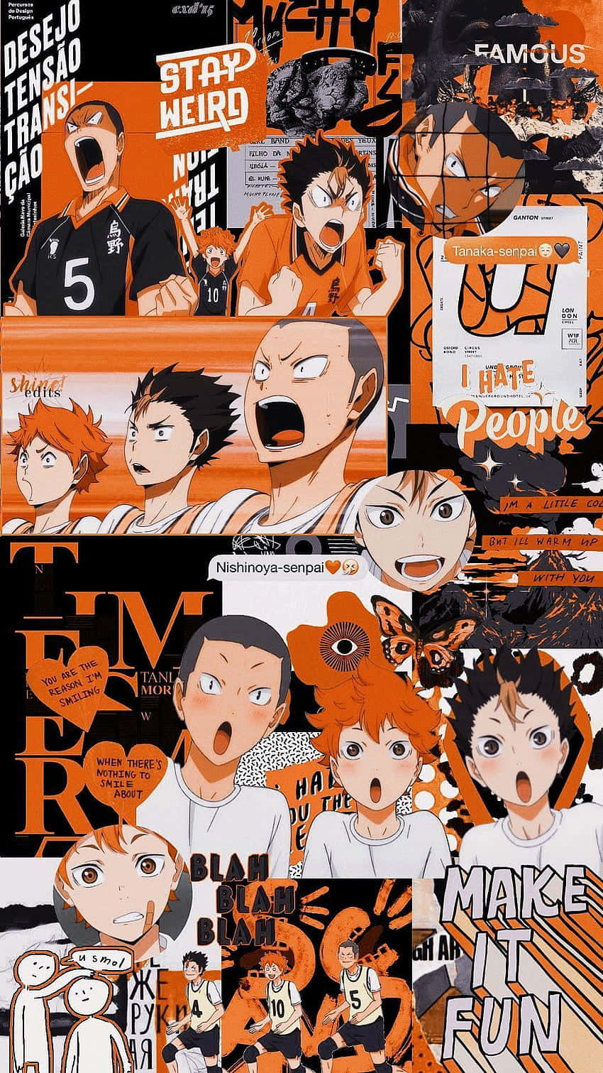 Haikyuu, orange, black, HD Phone Wallpaper