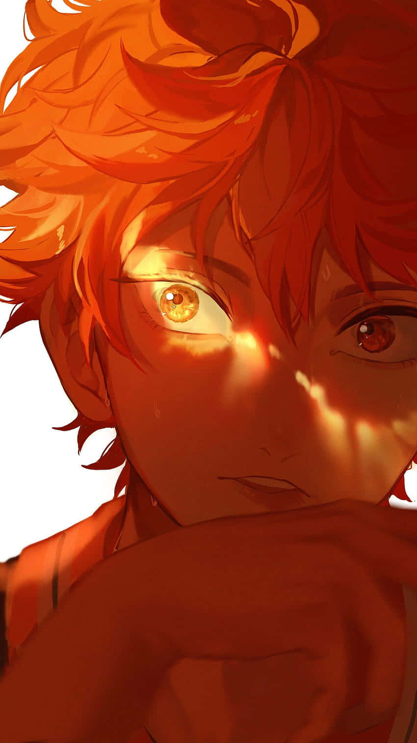 Haikyuu Team, fiery orange hair, intense glowing eyes, HD Phone Wallpaper