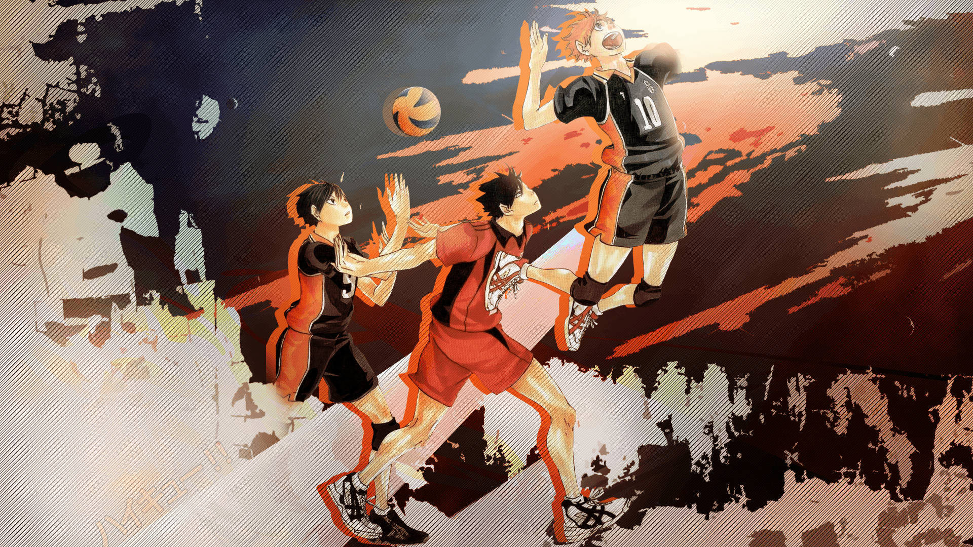 Haikyuu, anime volleyball, three anime volleyball players, Full HD Desktop Wallpaper