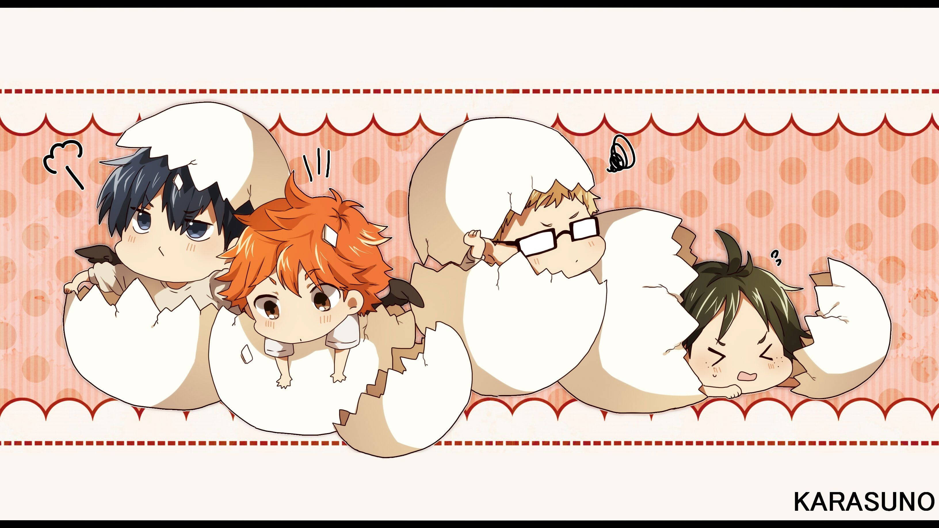 Haikyuu, chibi anime characters, wings, 2K Desktop Wallpaper
