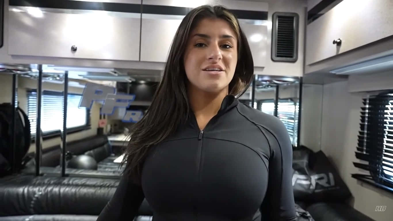 Hailie Deegan, racing trailer, black zip-up top, HD Desktop Wallpaper
