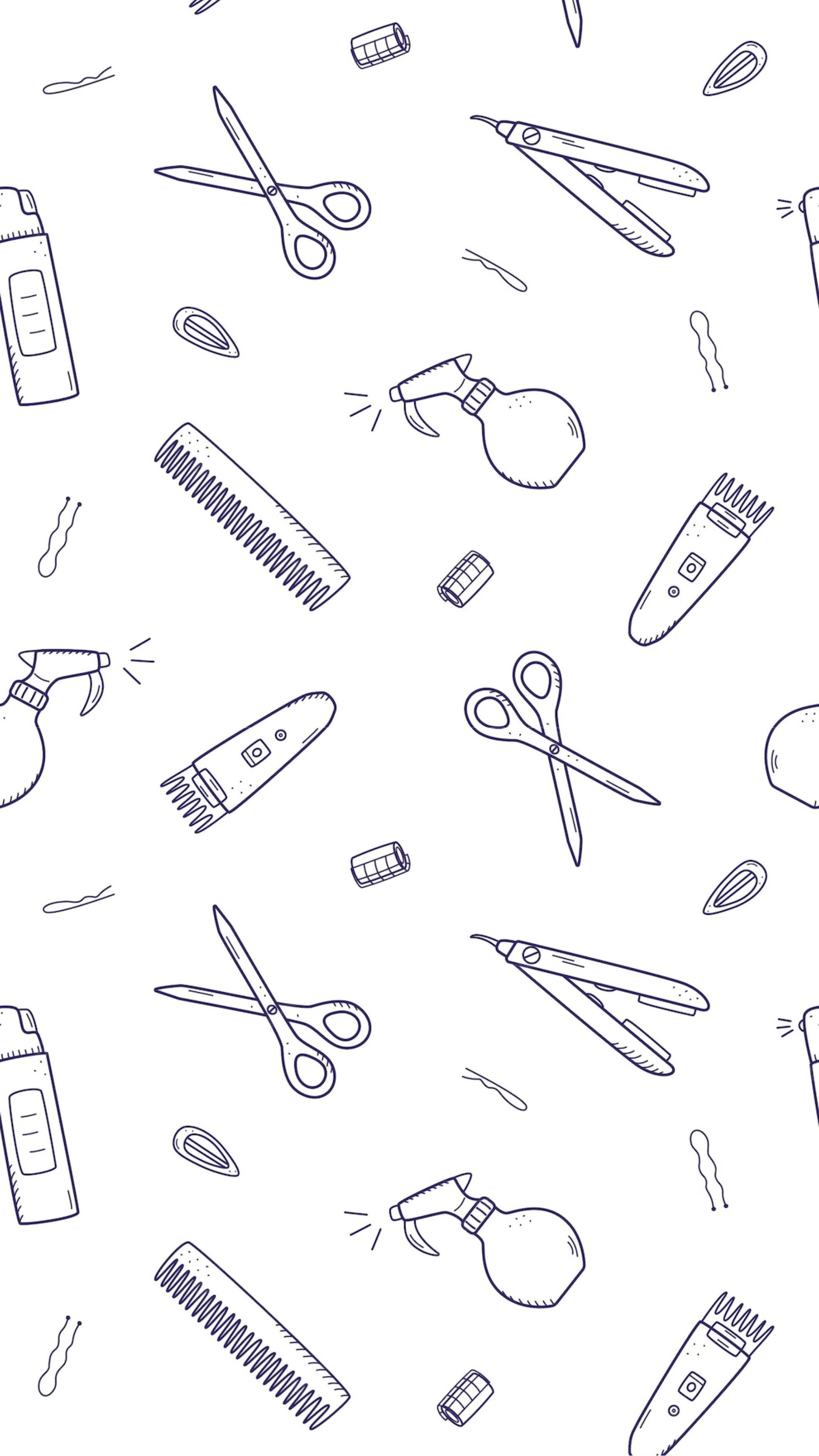 hair salon tools, scissors, combs, 2K Phone Wallpaper