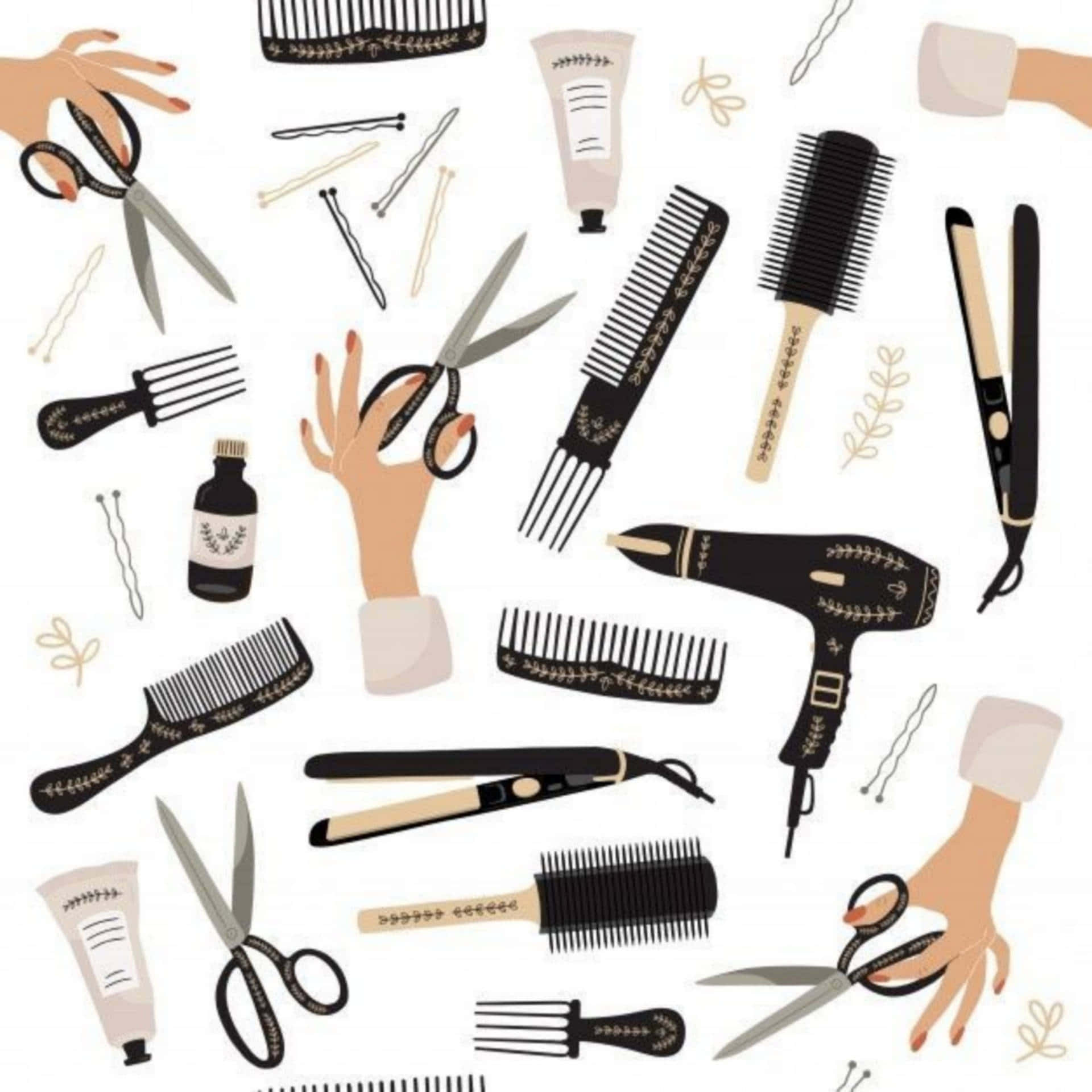 scissors, combs, hairdryers, Full HD Desktop Wallpaper