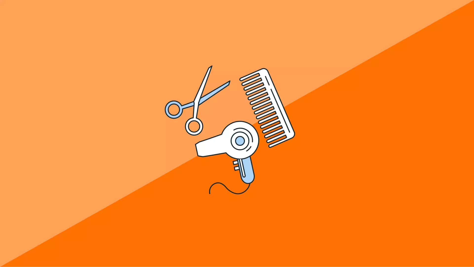 scissors, hairdryer, comb, Full HD Desktop Wallpaper