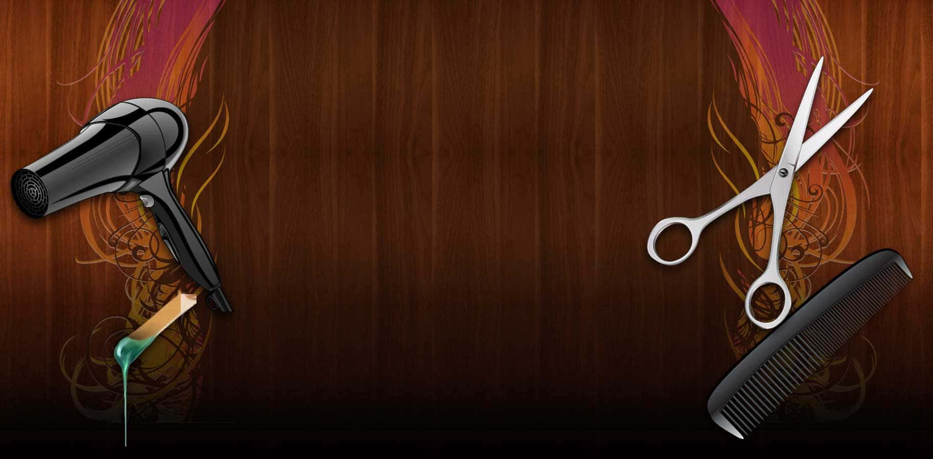 black hairdryer, silver scissors, black comb, HD Desktop Wallpaper