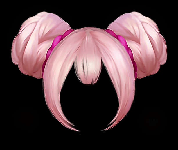 pink anime style wig, twin buns, magenta ribbons, SD Desktop Wallpaper