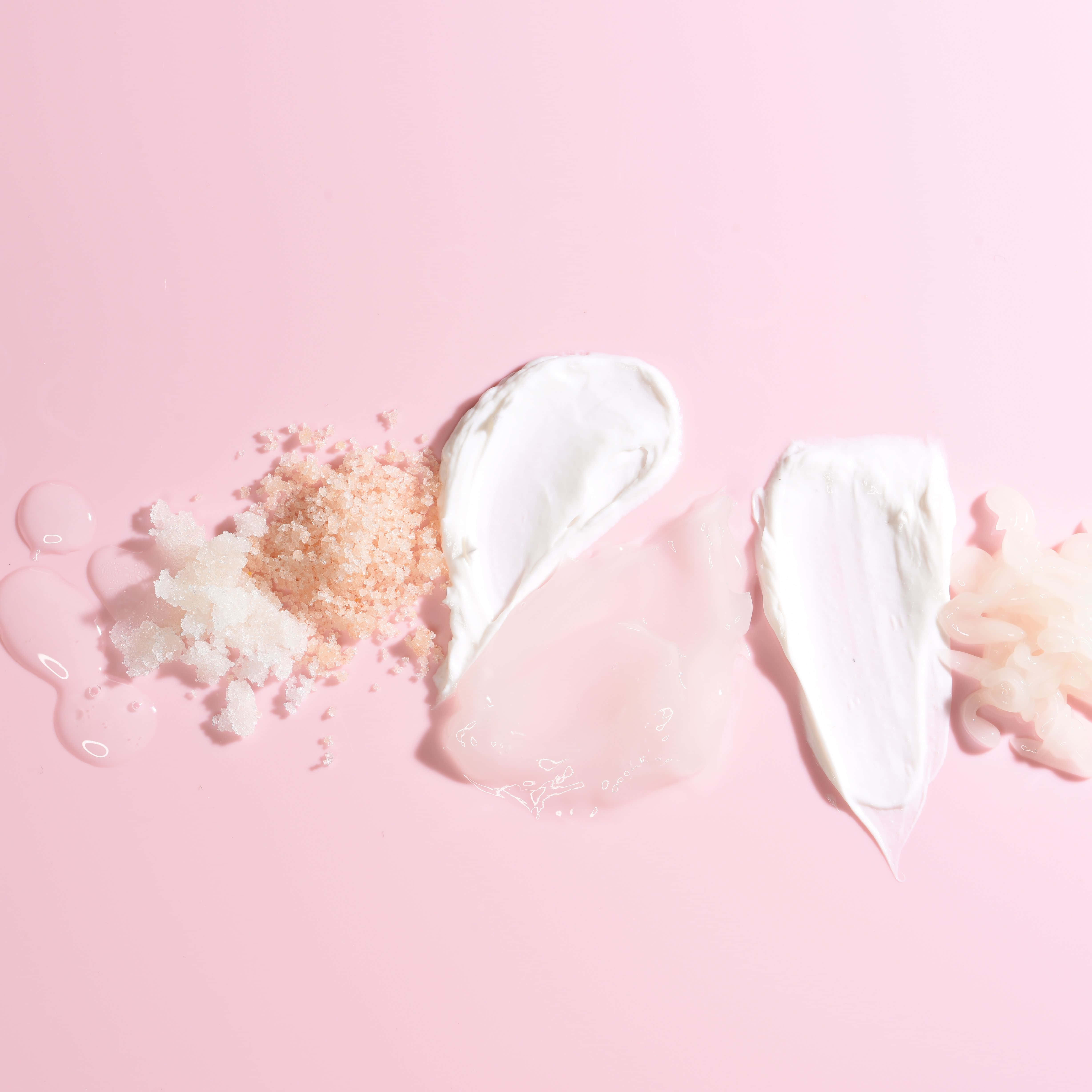 pink salt crystals, white cream, clear gel, 4K Desktop Wallpaper