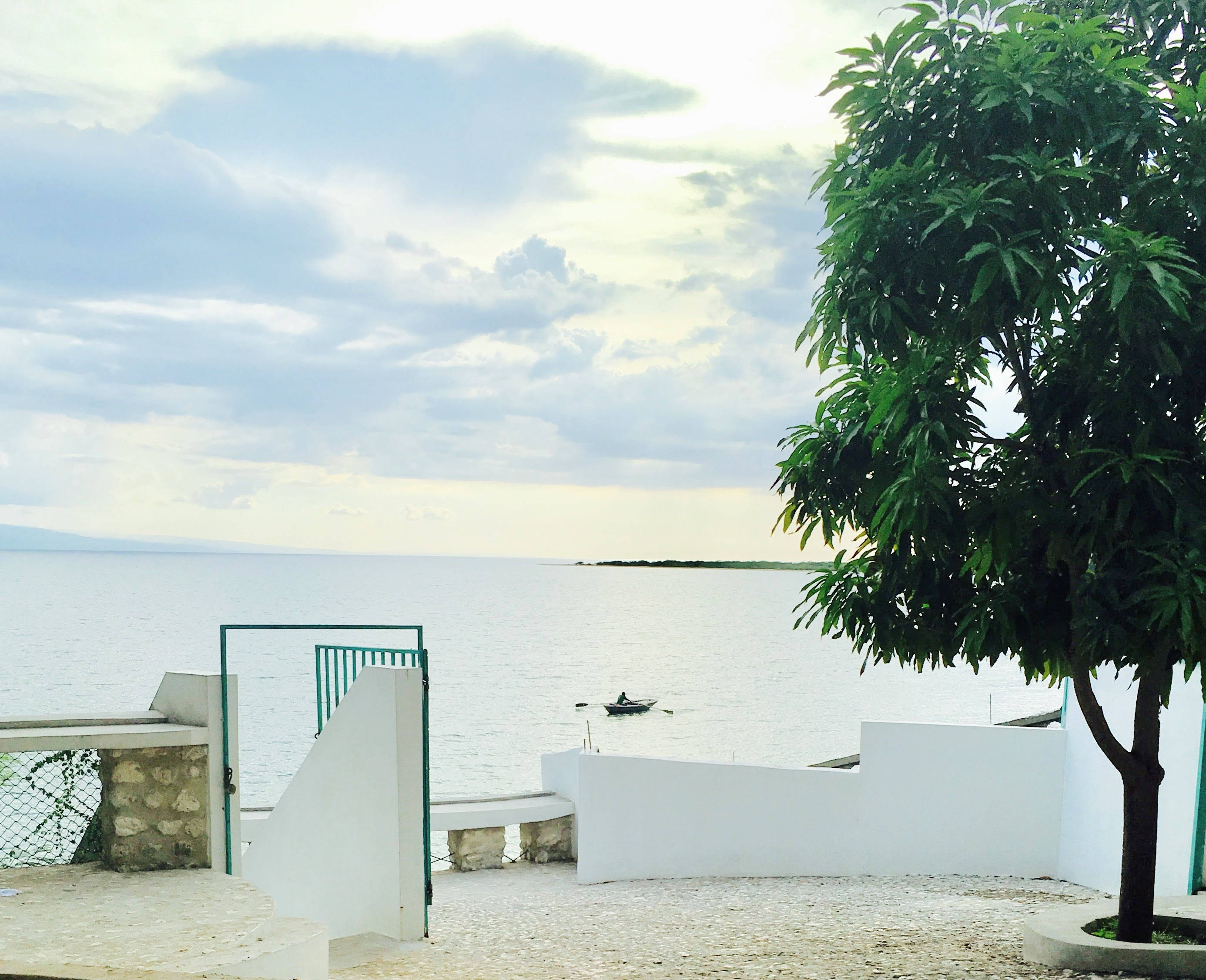 Haiti, white beach, white concrete structures, 2K Desktop Wallpaper