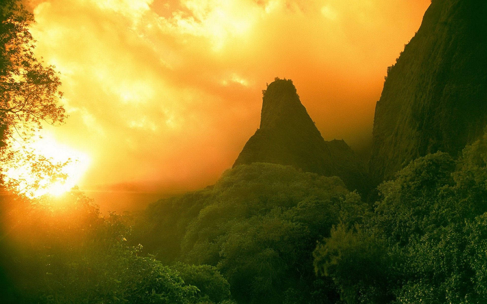 Haiti, sunrise, mountain peak, Full HD Desktop Wallpaper