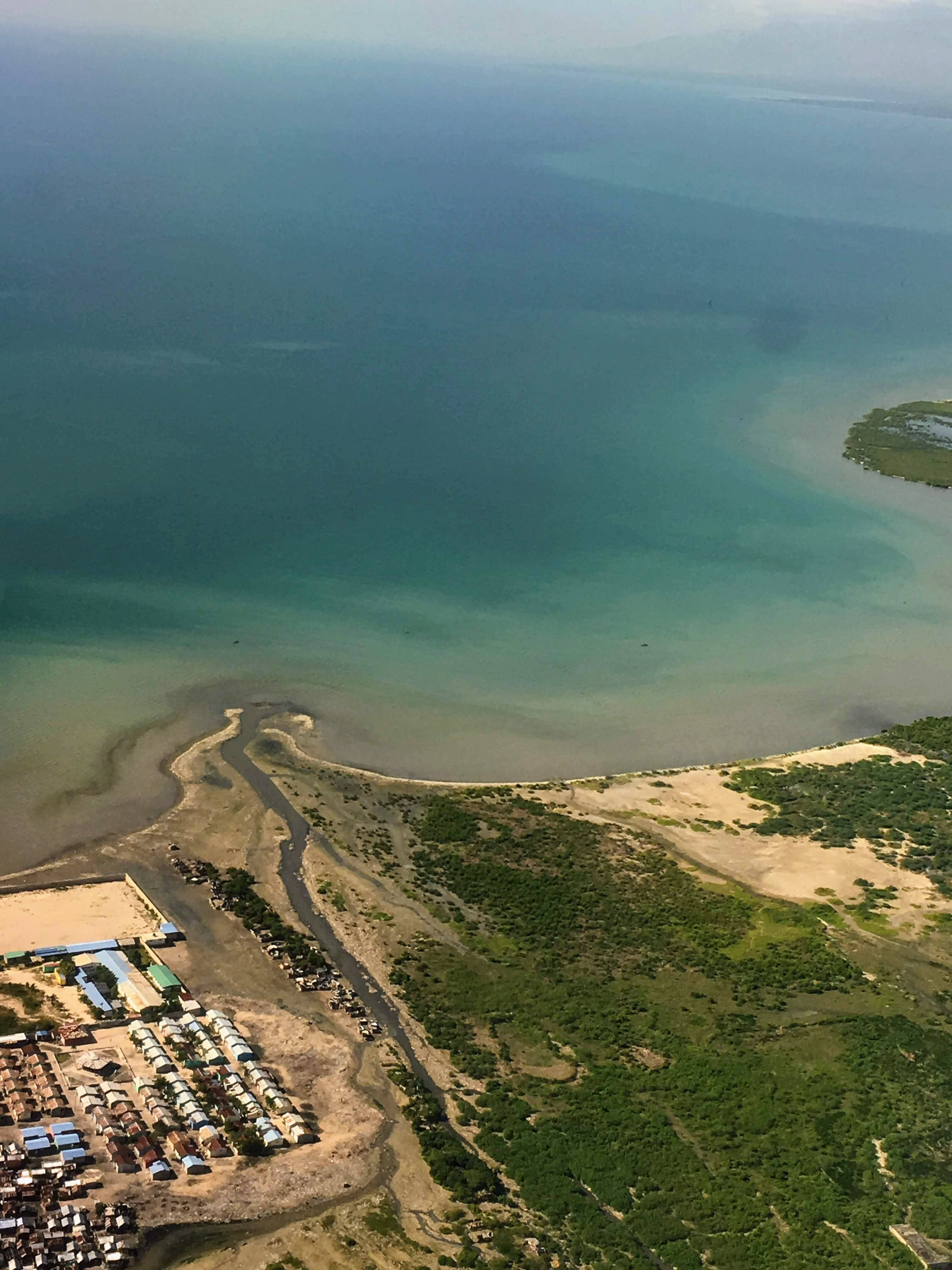Haiti, aerial view, winding river, 4K Phone Wallpaper