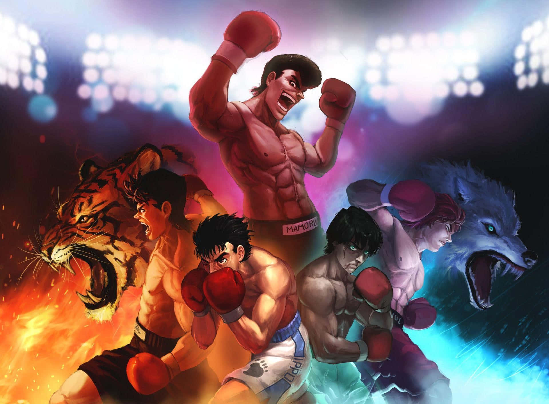 Hajime no Ippo, red gloves, tiger spirits, Full HD Desktop Wallpaper