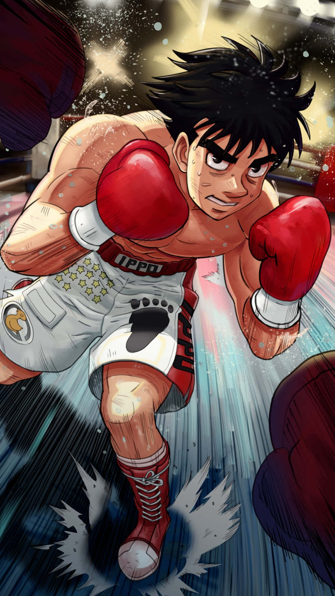Hajime no Ippo, boxing action, red gloves, Full HD Phone Wallpaper