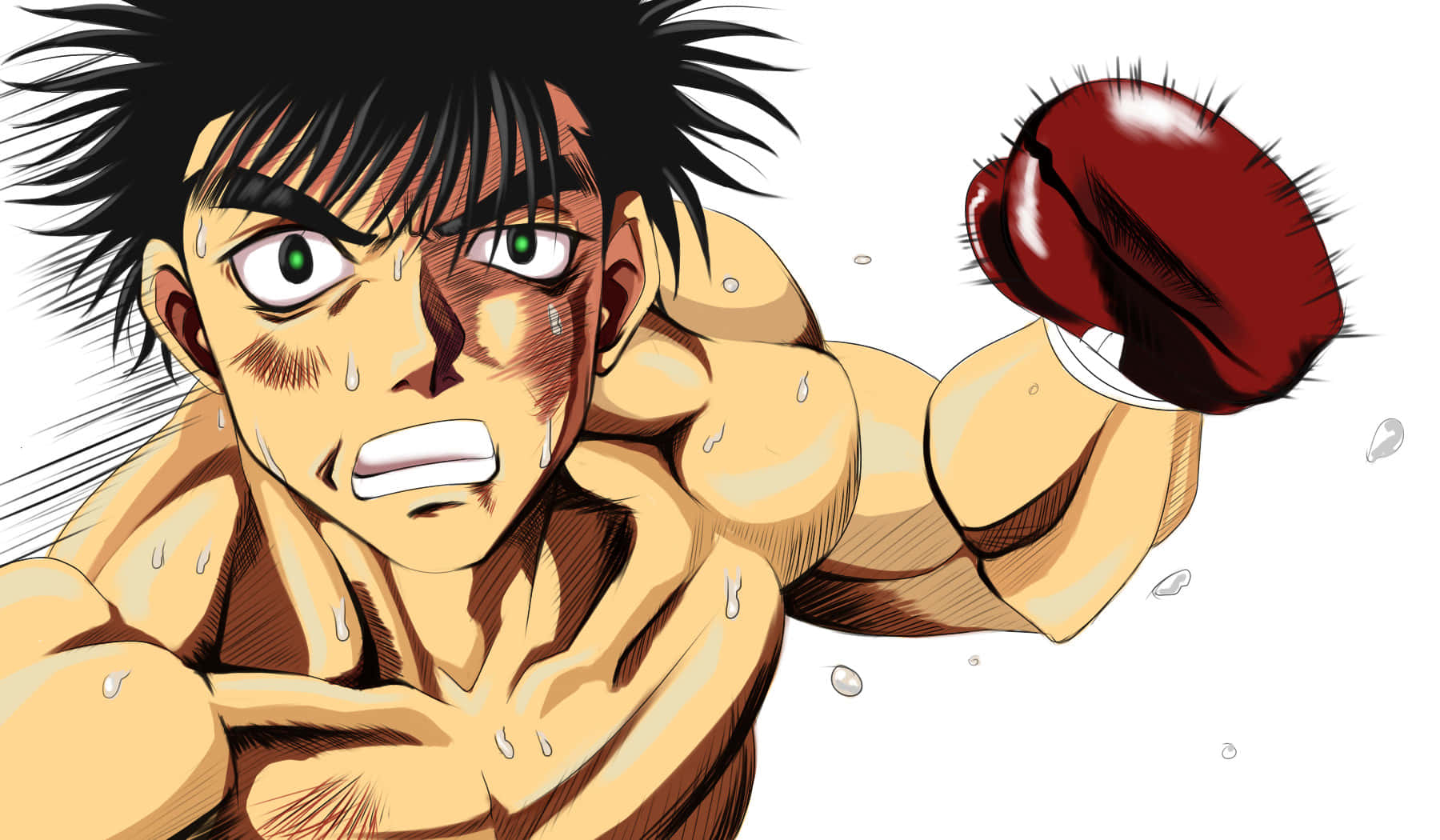 Hajime no Ippo, spiky black hair, green eyes, HD Desktop Wallpaper