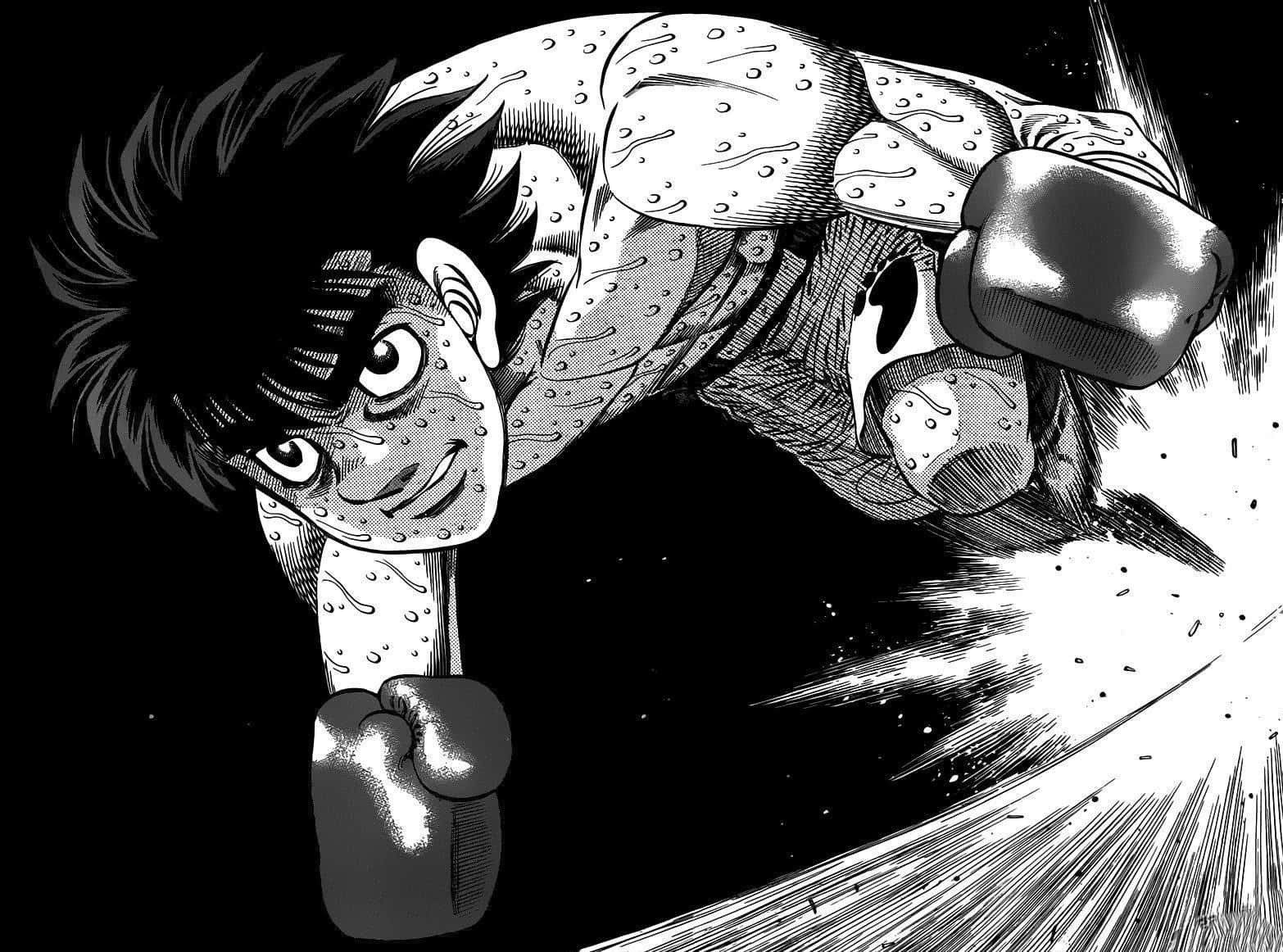 Hajime no Ippo, black and white manga panel, determined boxer, HD Desktop Wallpaper
