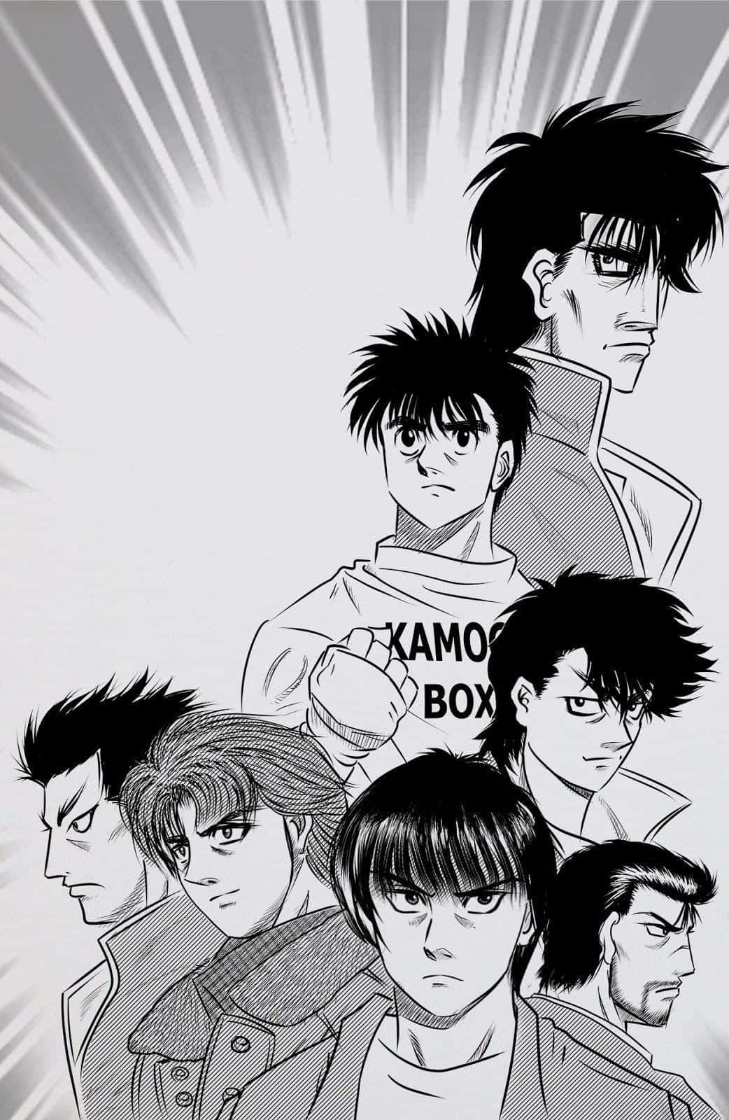 Hajime no Ippo, characters portrait, black and white manga panel, HD Phone Wallpaper