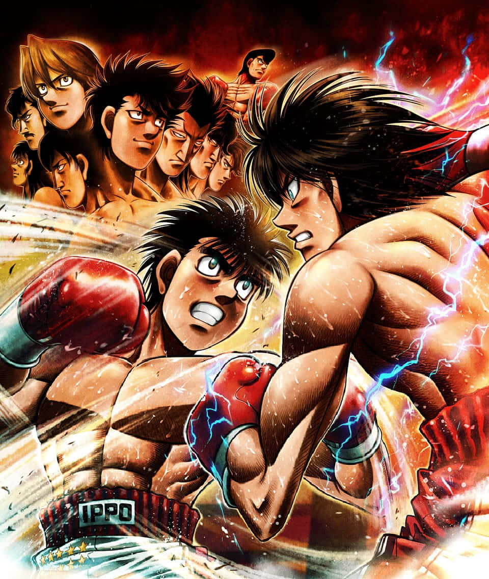 Hajime no Ippo, epic boxing showdown, fiery anime-style fight, SD Phone Wallpaper