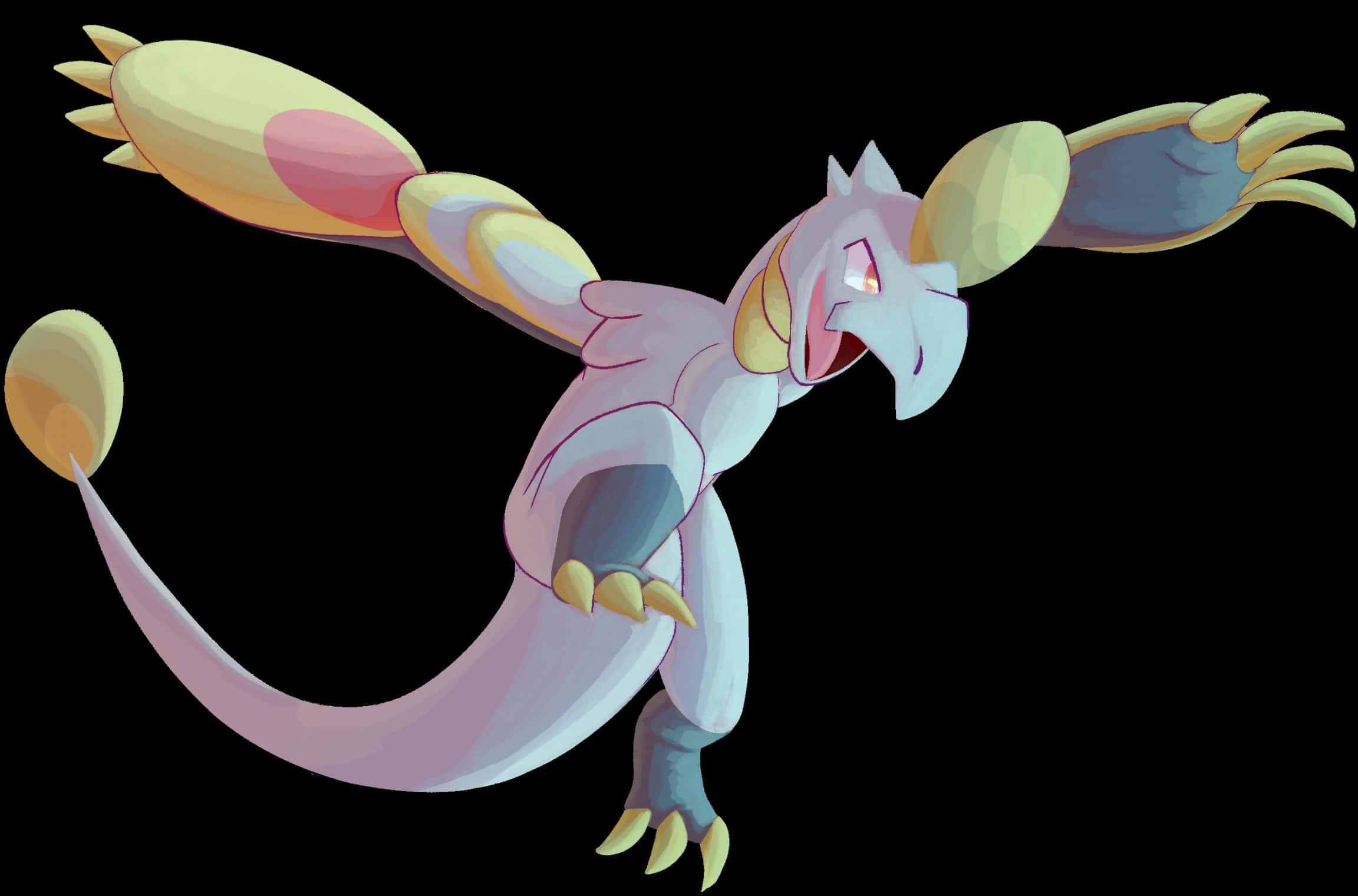 Hakamo-o, pink and yellow limbs, wings, Full HD Desktop Wallpaper