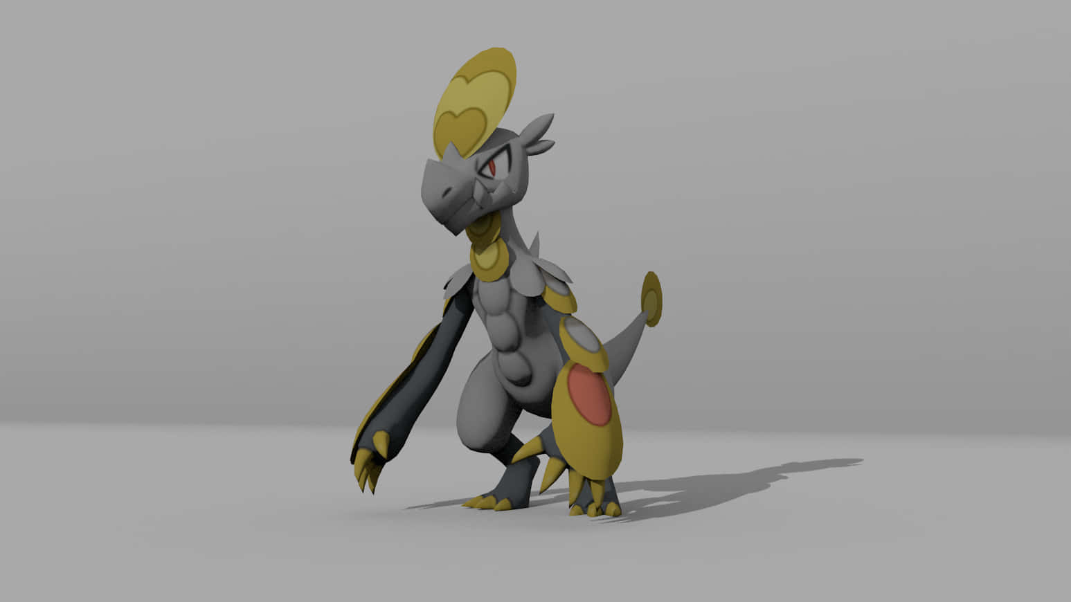 Hakamo-o, 3D version, gray and gold armor, HD Desktop Wallpaper