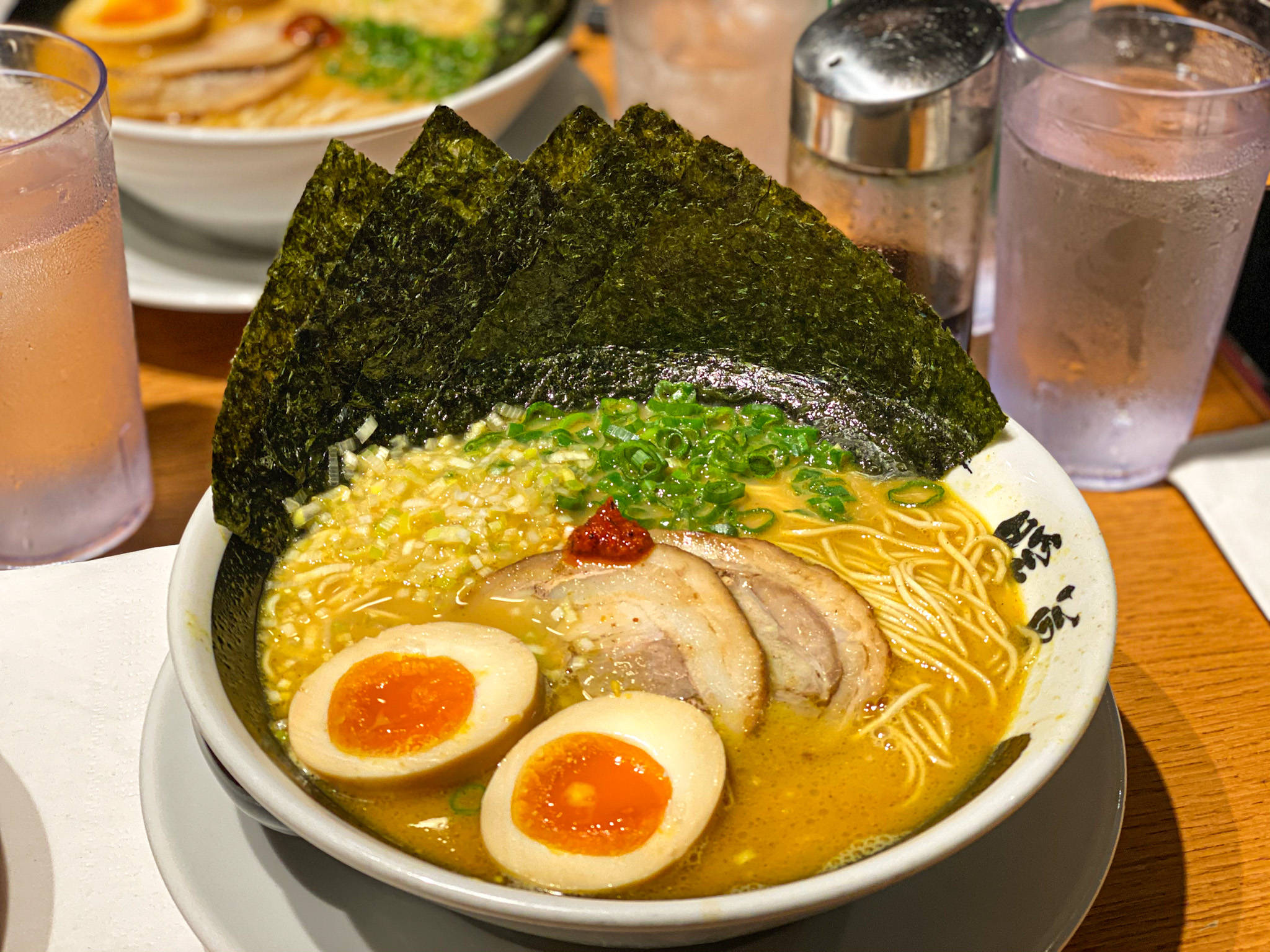 Hakata Ramen, steaming bowl of ramen, soft-boiled eggs, Full HD Desktop Wallpaper