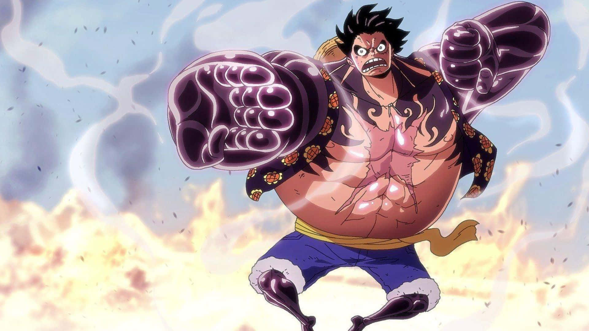 Haki, glowing purple fists, fiery explosions, Full HD Desktop Wallpaper