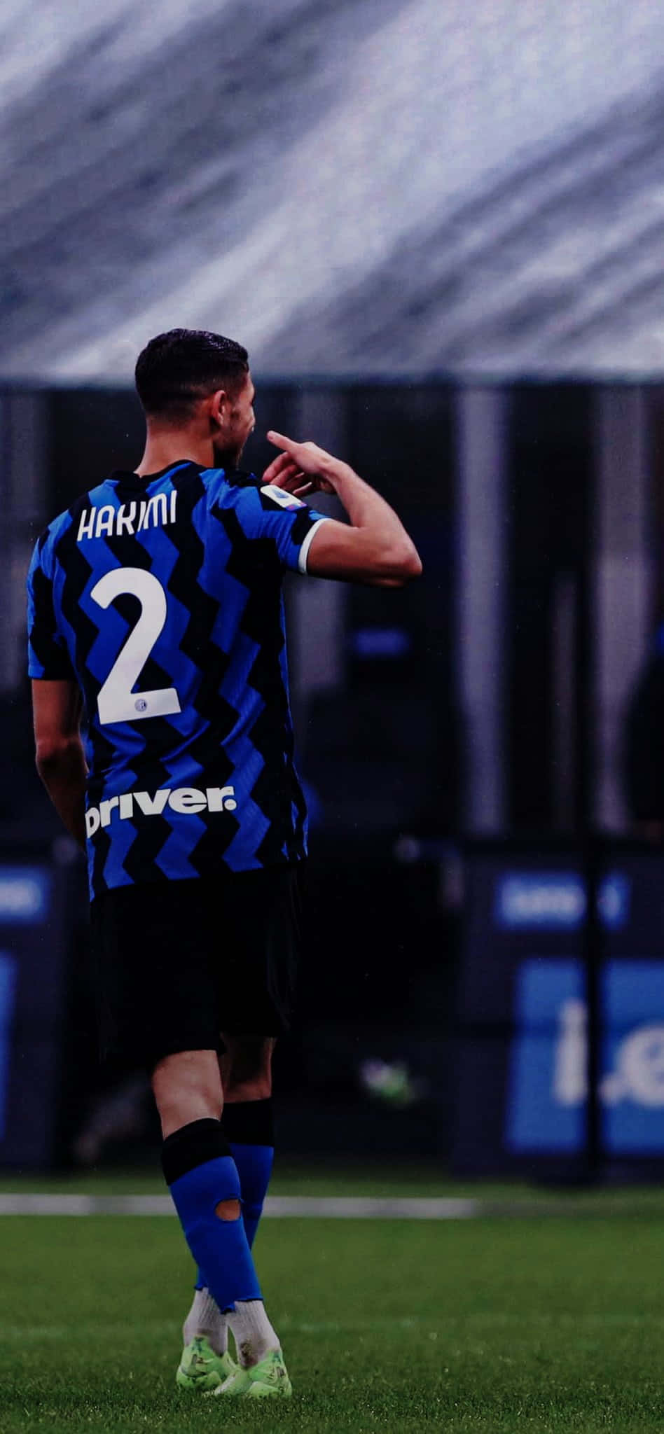 Hakimi, blue and black striped jersey, number two, Full HD Phone Wallpaper