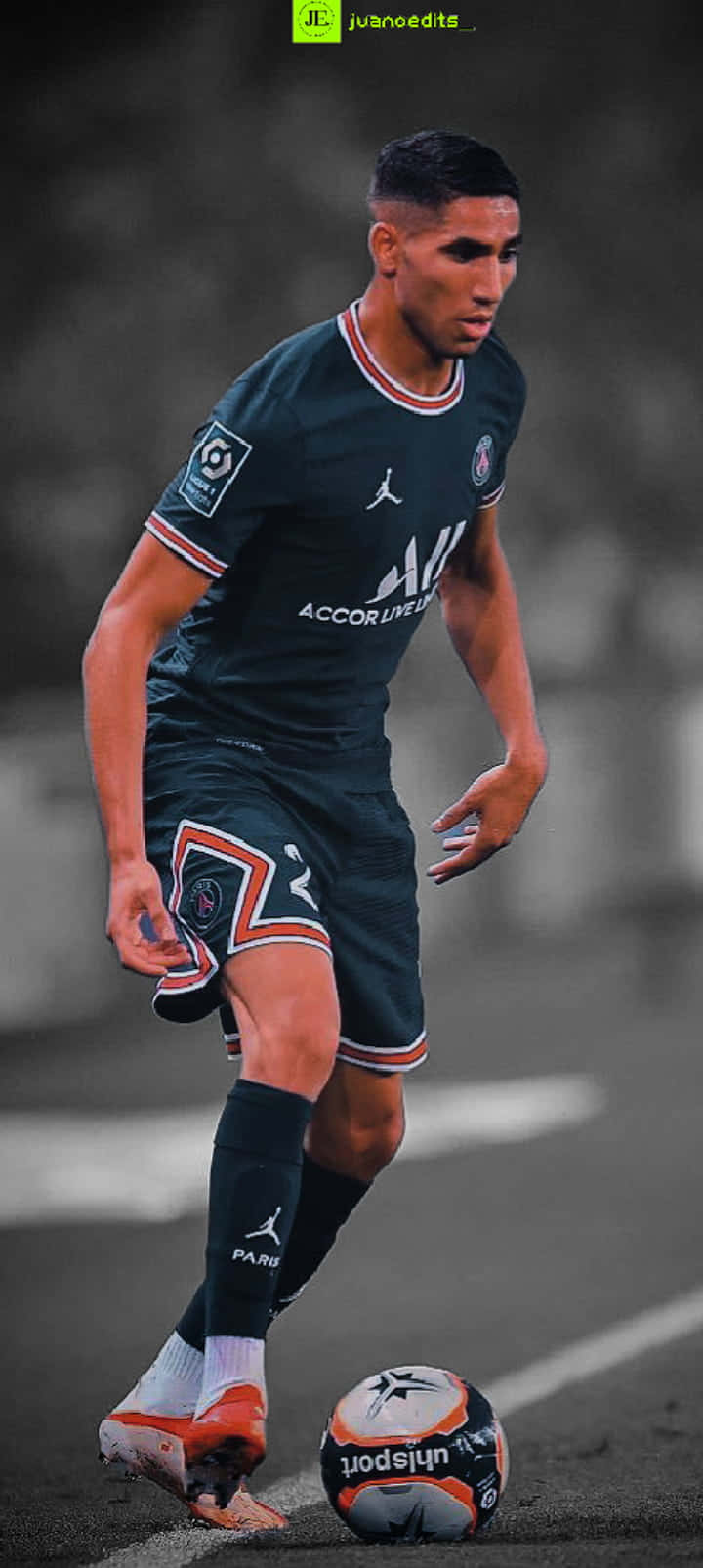 Hakimi, dark jersey, colorful ball, HD Phone Wallpaper