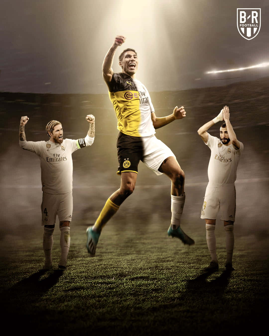 Hakimi, footballers, stadium pitch, HD Phone Wallpaper