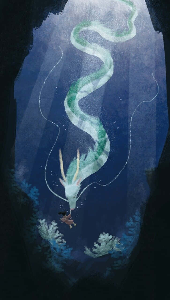 Haku, Spirited Away, glowing green serpent-like creature, HD Phone Wallpaper